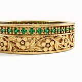 Emerald Flower Wedding Band