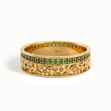 Emerald Flower Wedding Band