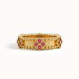 Beaded Cross Ruby Wedding Band