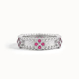 Beaded Cross Ruby Wedding Band
