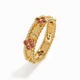 Beaded Cross Ruby Wedding Band