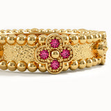 Beaded Cross Ruby Wedding Band