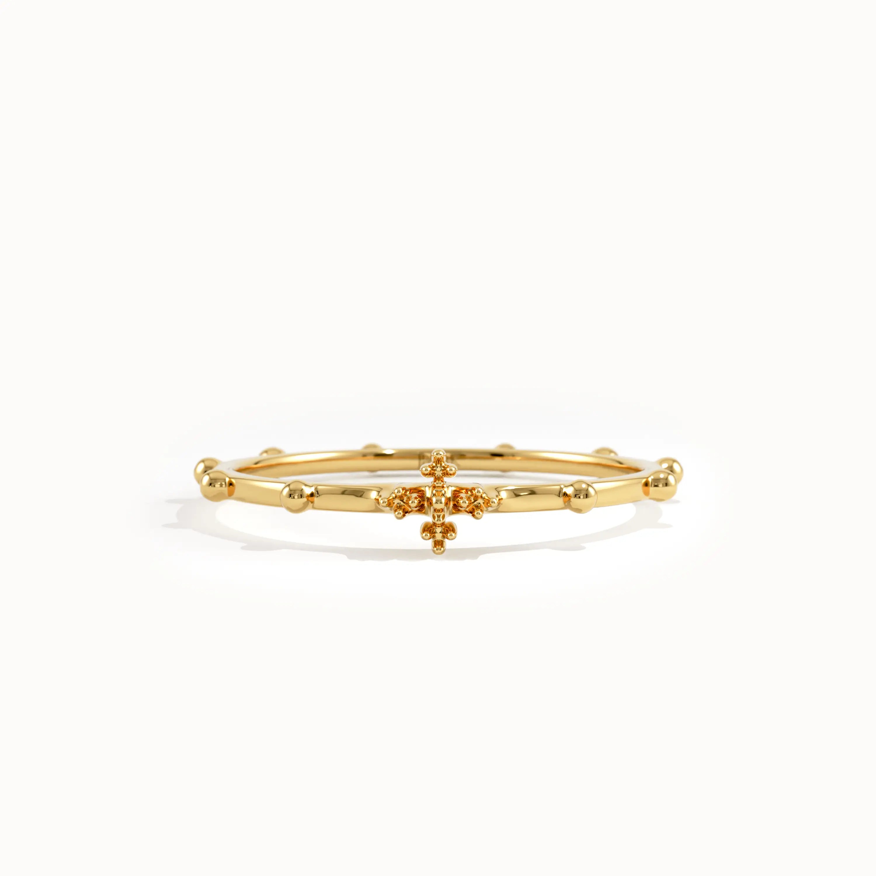 14k Gold Stackable Rosary Ring for Women - BRENNMORE 