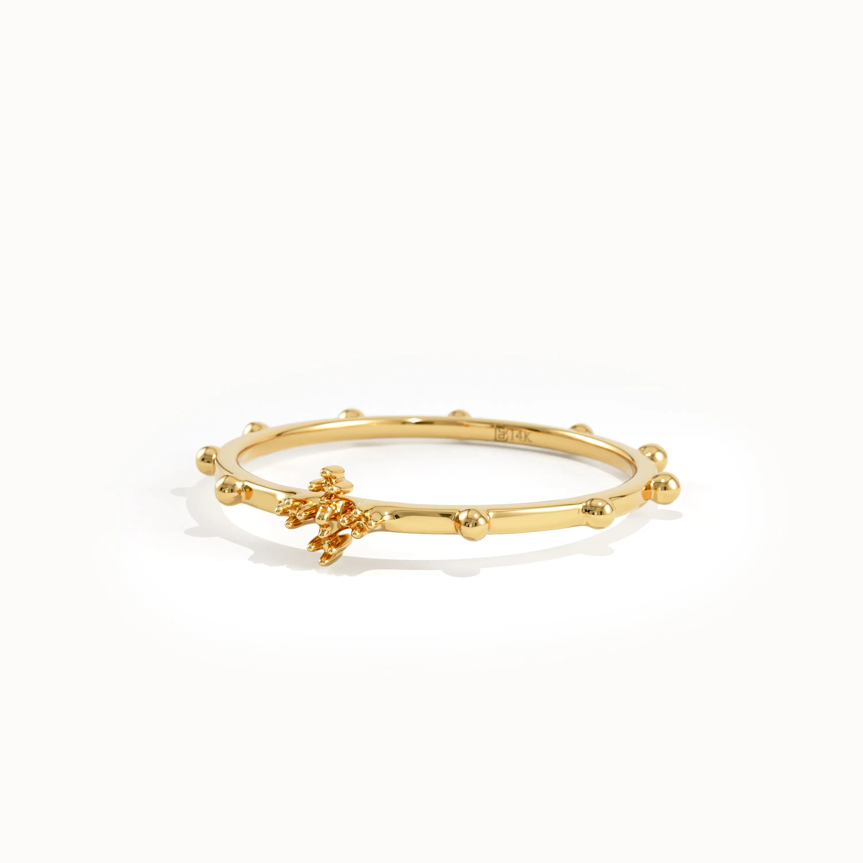 14k Gold Stackable Rosary Ring for Women - BRENNMORE 