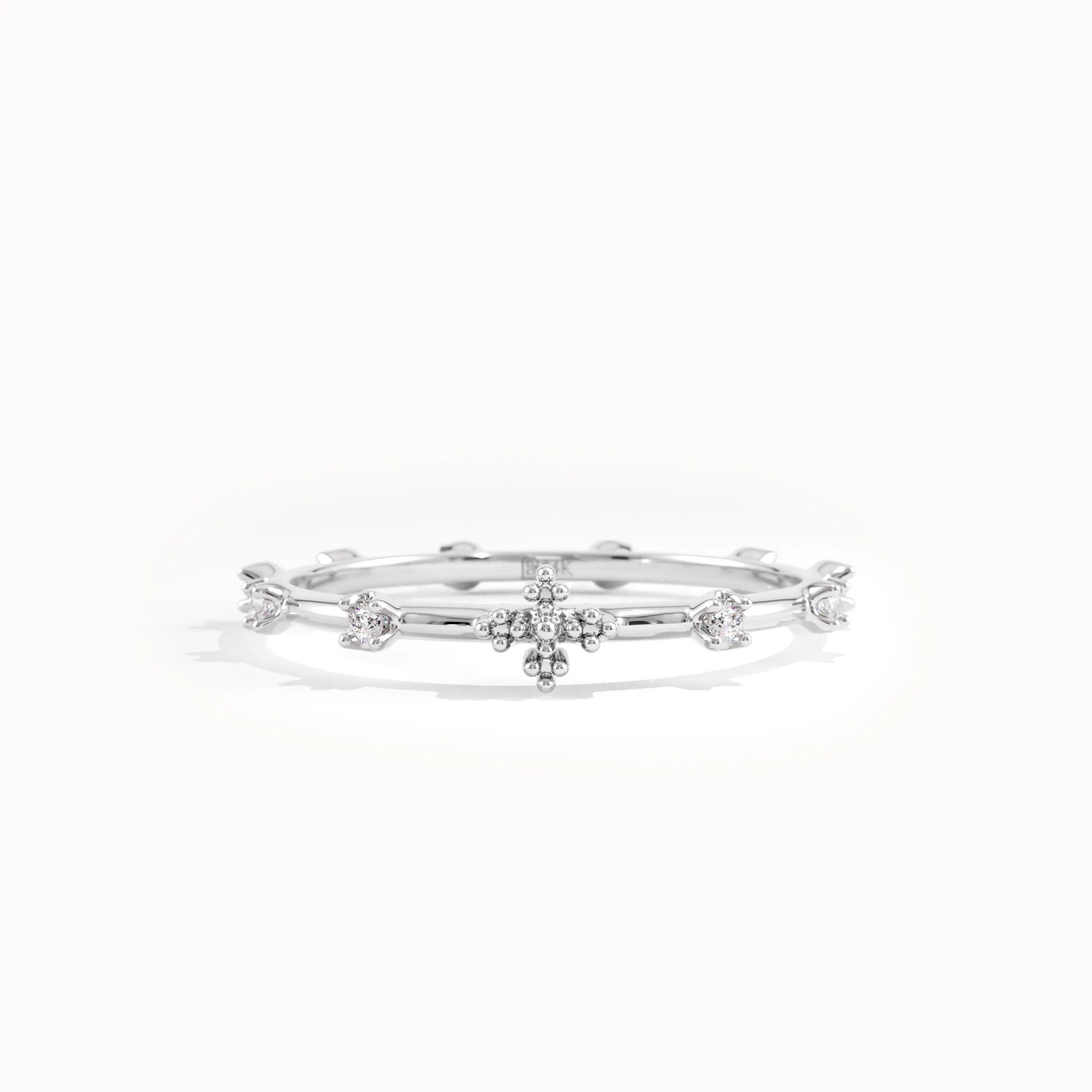 14k Solid Gold Lab Diamond Rosary Ring