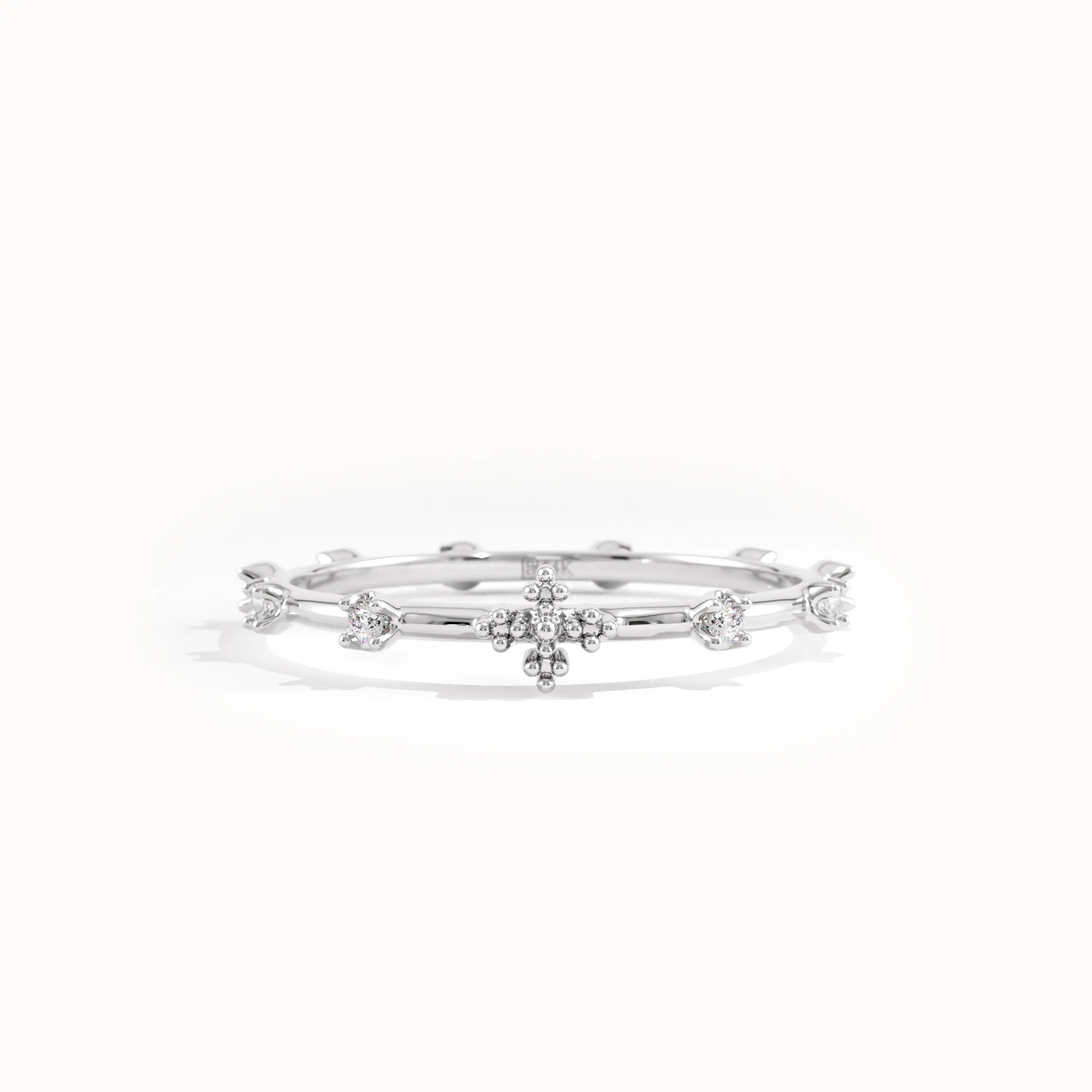 14k Solid Gold Lab Diamond Rosary Ring - BRENNMORE 