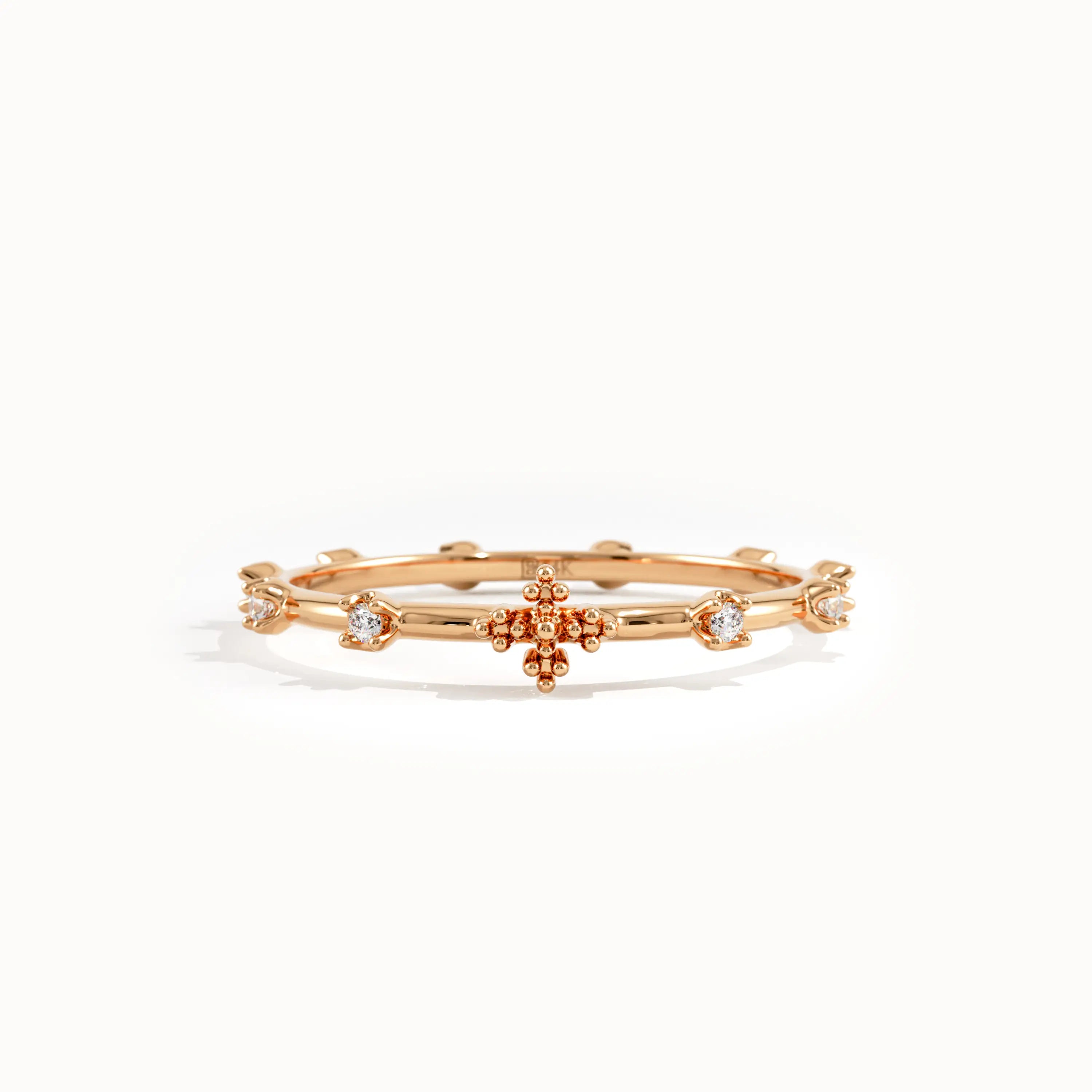 14k Solid Gold Lab Diamond Rosary Ring - BRENNMORE 