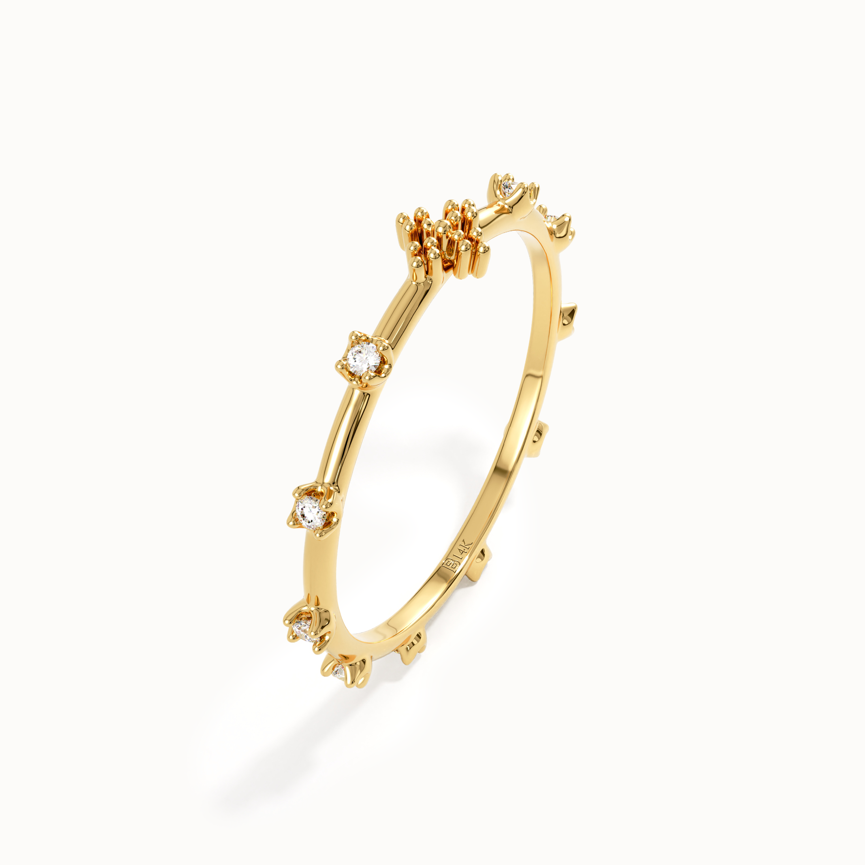 14k Solid Gold Lab Diamond Rosary Ring - BRENNMORE