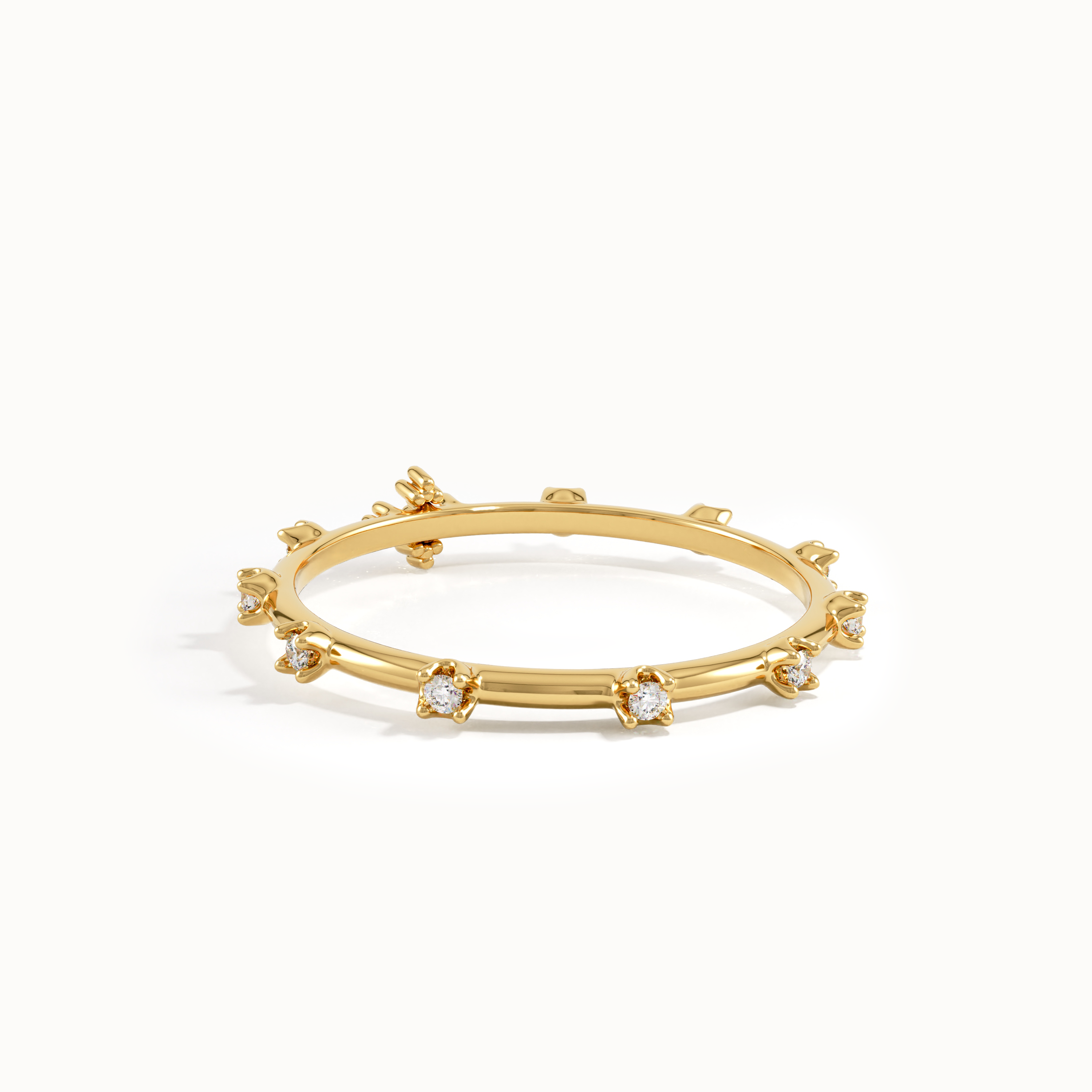 14k Solid Gold Lab Diamond Rosary Ring - BRENNMORE