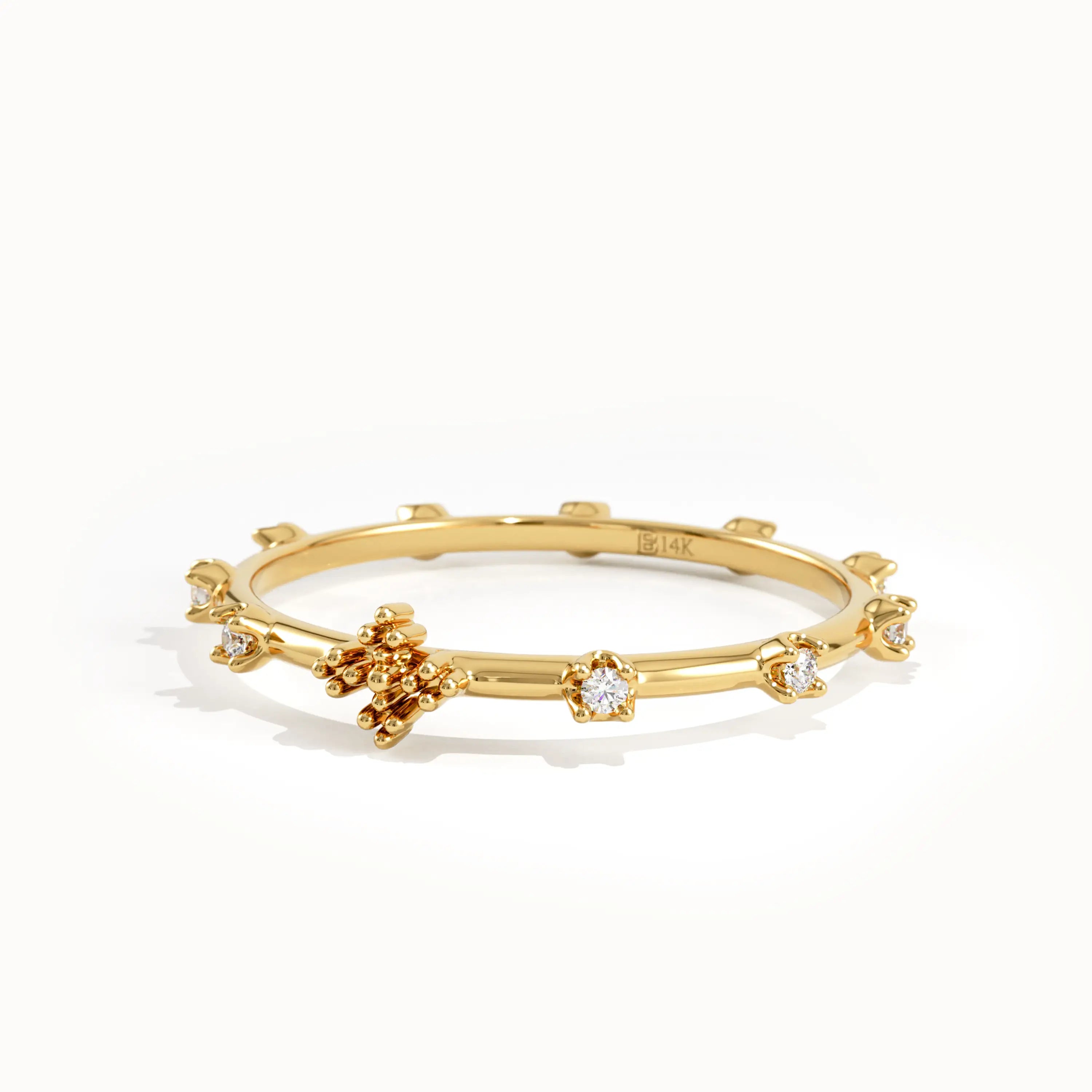 14k Solid Gold Lab Diamond Rosary Ring - BRENNMORE 