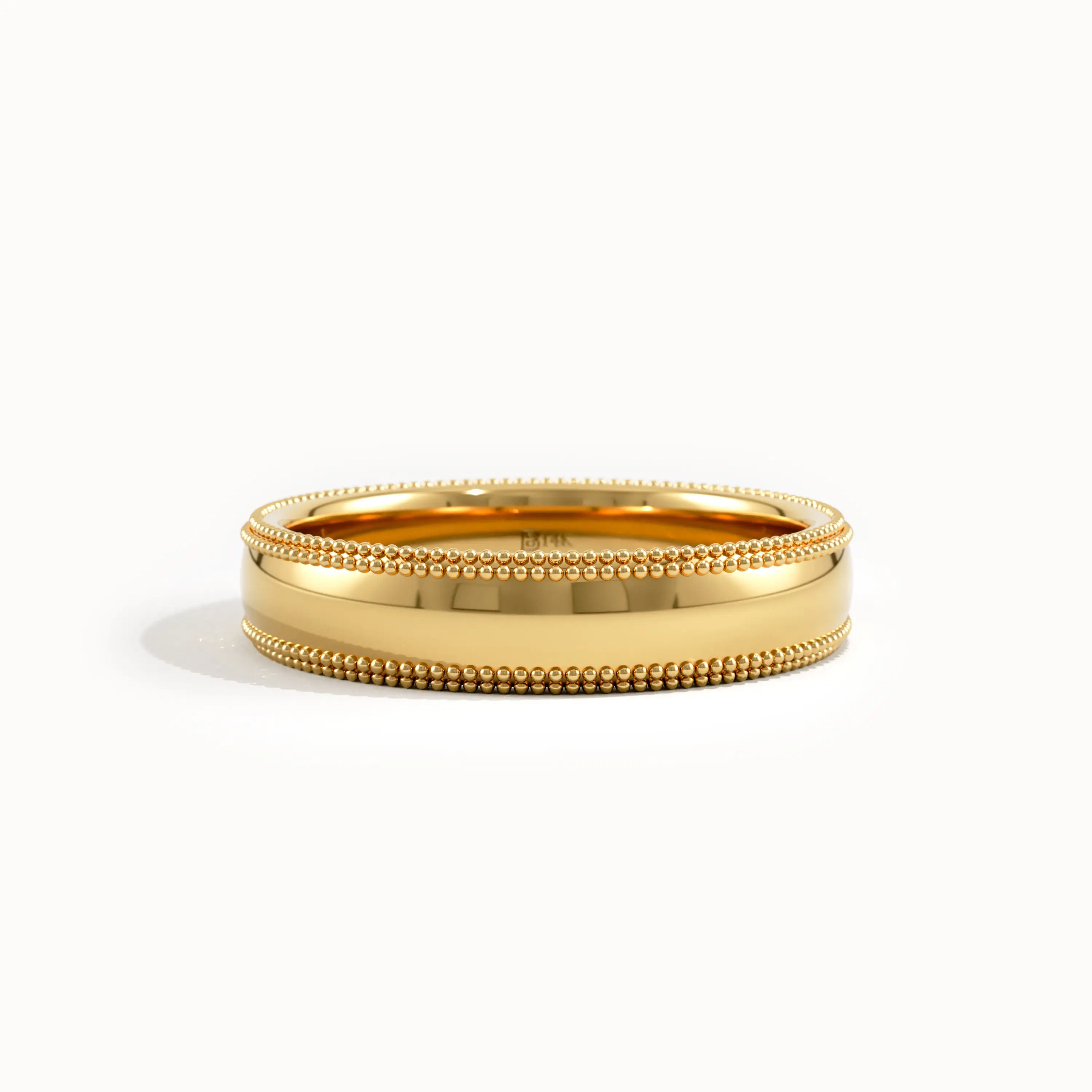 Domed Milgrain Wedding Band in Gold - BRENNMORE 