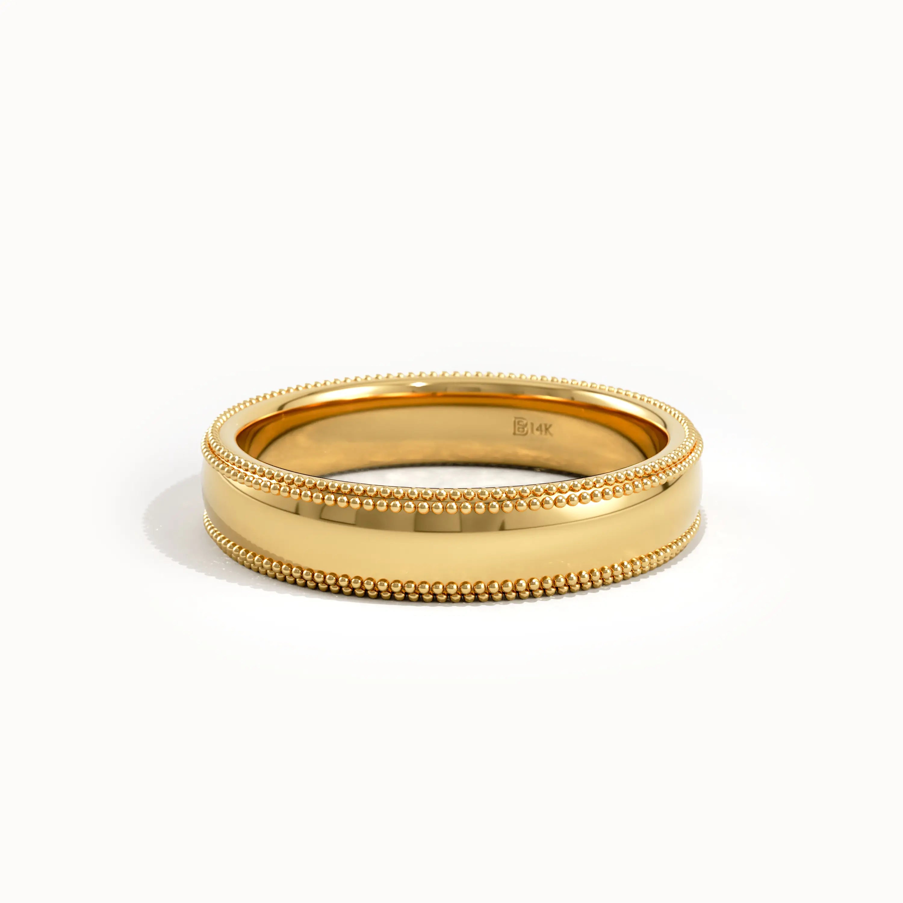 Domed Milgrain Wedding Band in Gold - BRENNMORE 