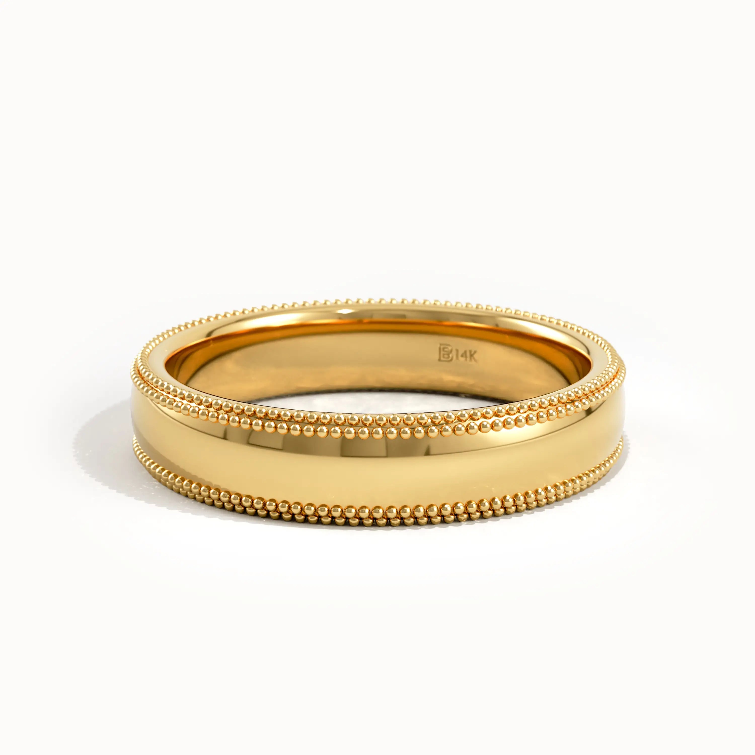 Domed Milgrain Wedding Band in Gold - BRENNMORE