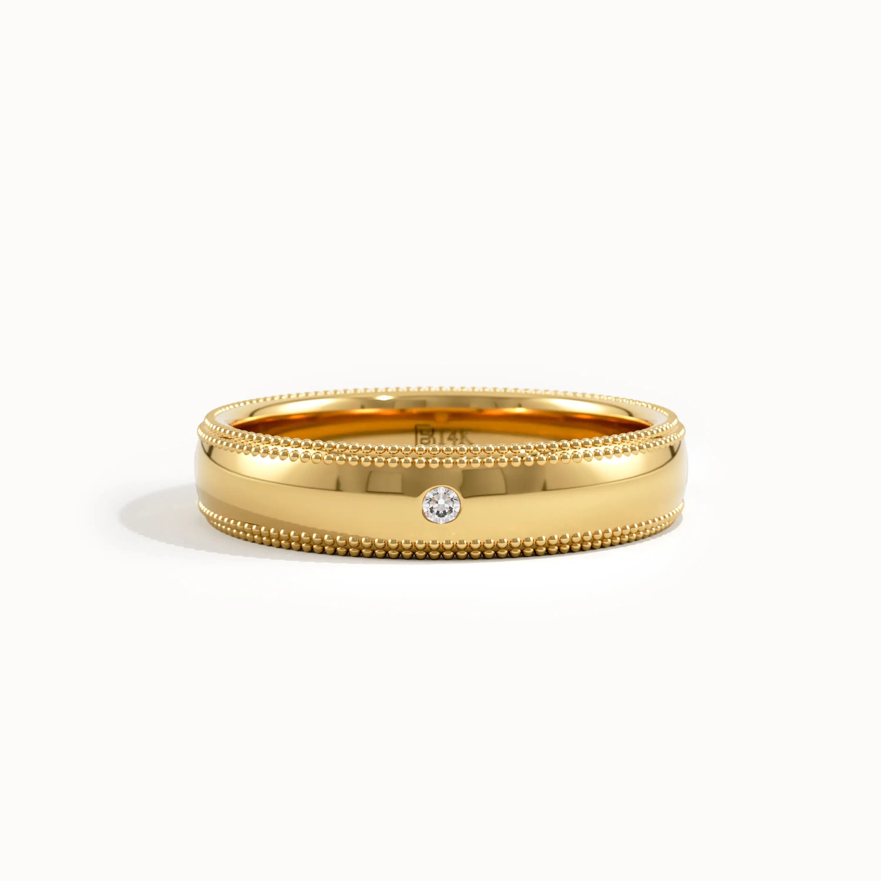 14K Solid Gold Milgrain Wedding Band Women - BRENNMORE 