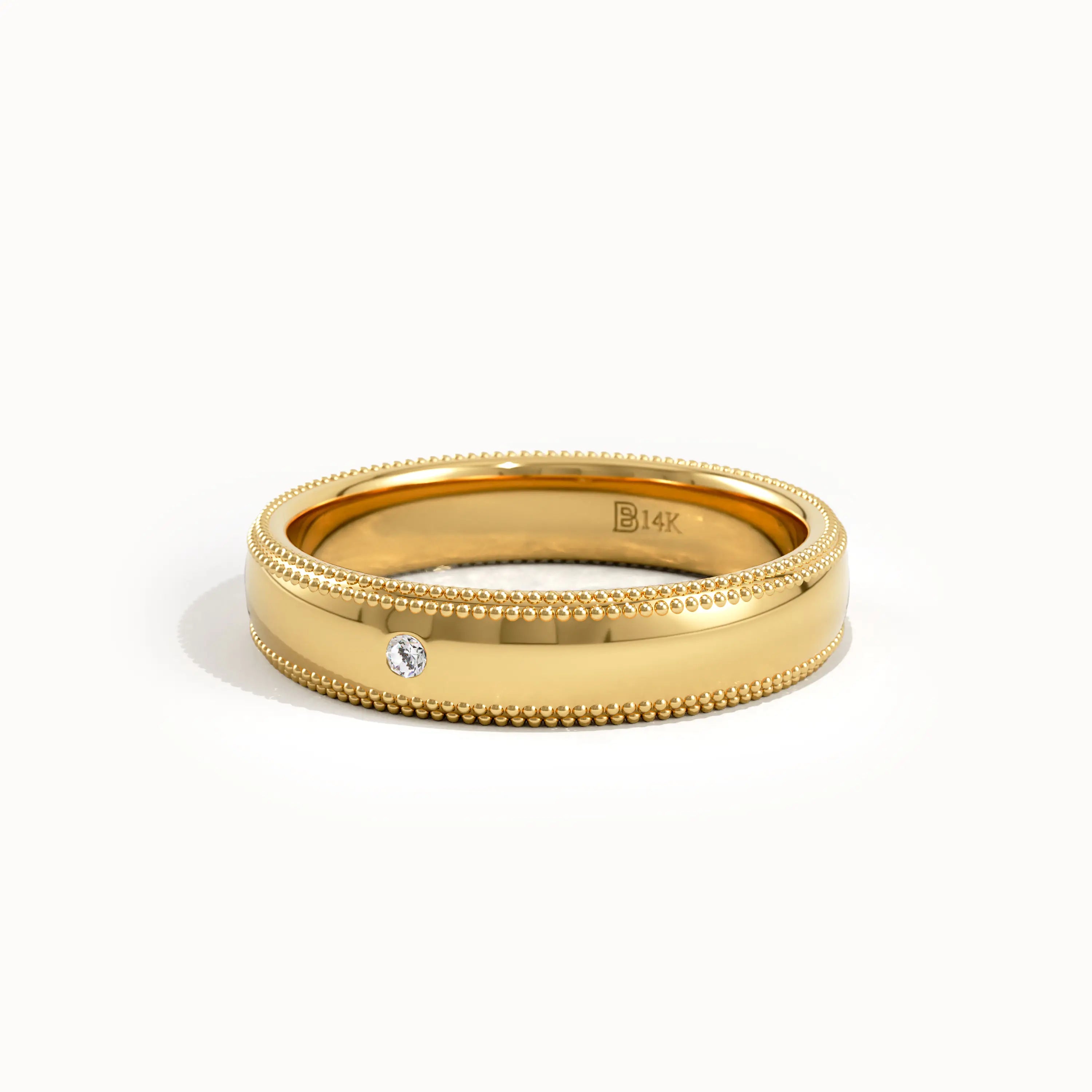 14K Solid Gold Milgrain Wedding Band Women - BRENNMORE 