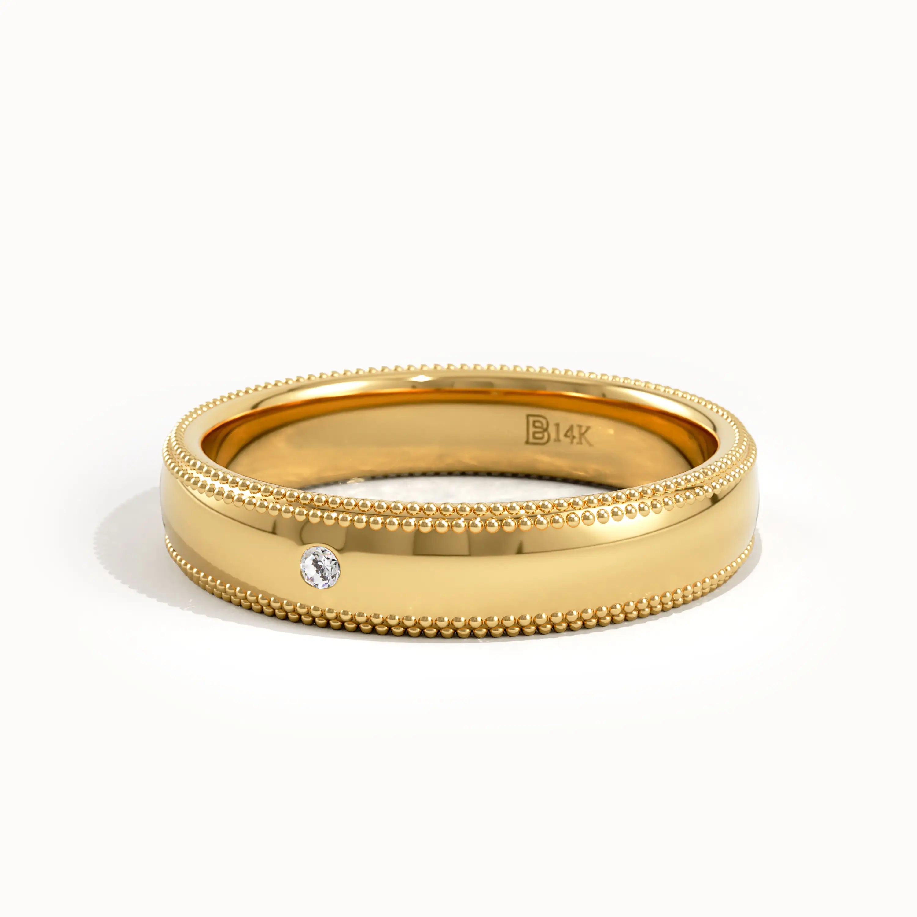 14K Solid Gold Milgrain Wedding Band Women - BRENNMORE