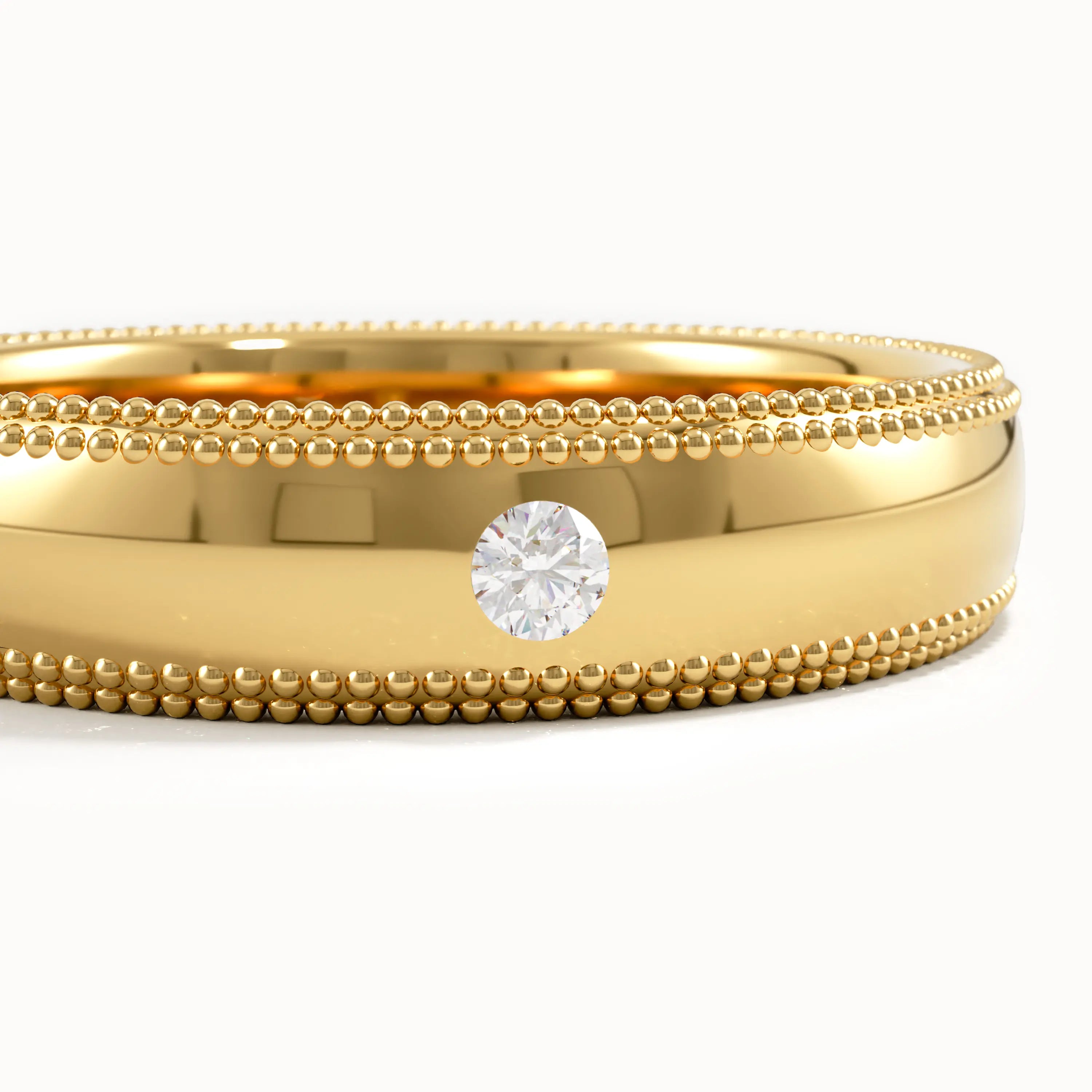 14K Gold Milgrain Wedding Band - BRENNMORE 