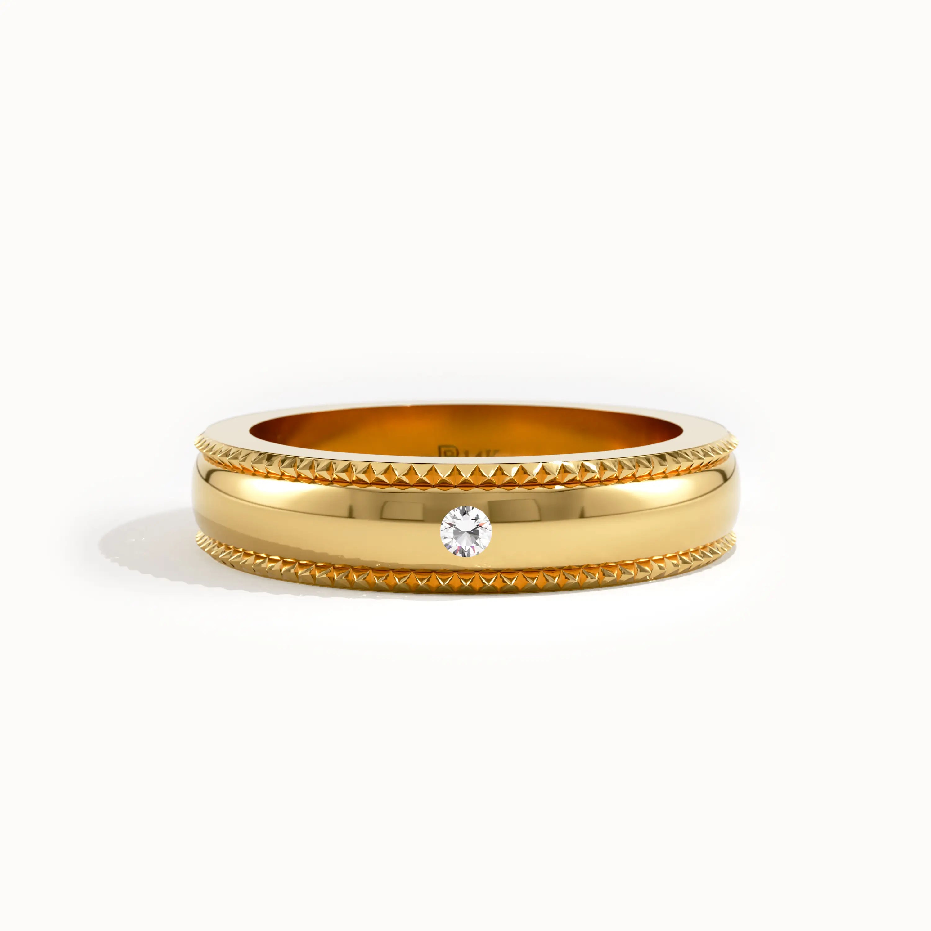 14K Solid Gold Lab Diamond Solo Wedding Band - BRENNMORE 