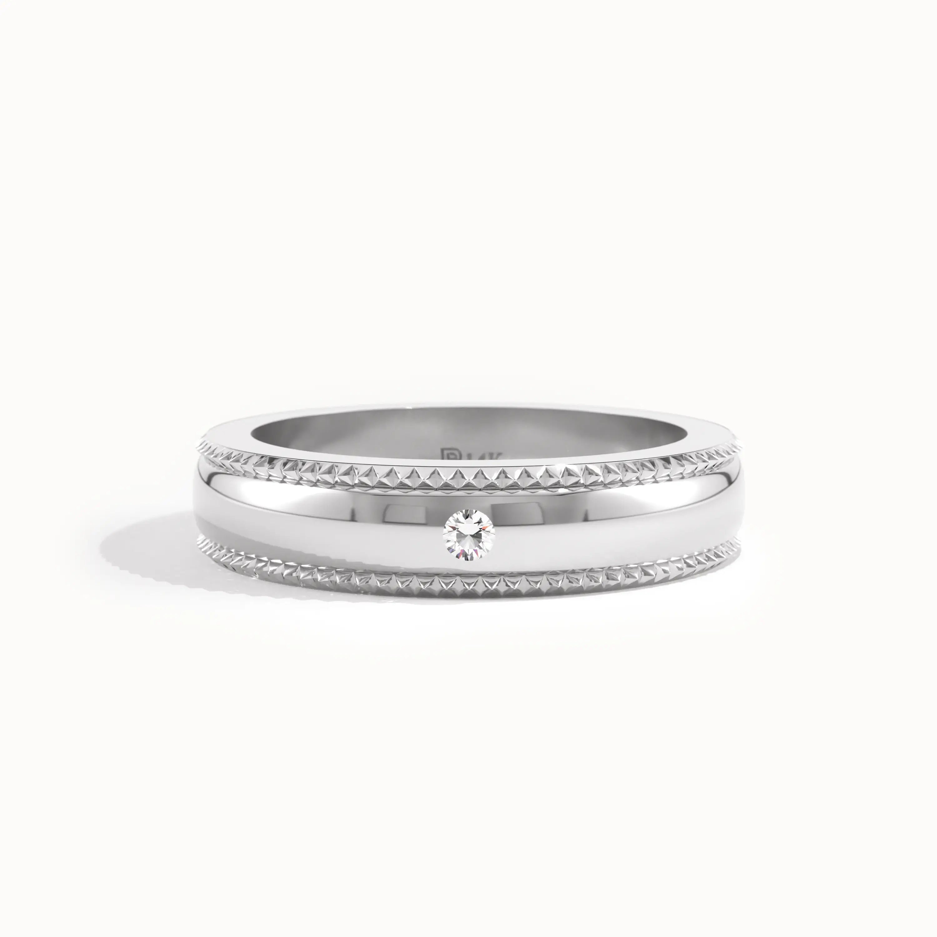 14K Solid Gold Lab Diamond Solo Wedding Band - BRENNMORE 