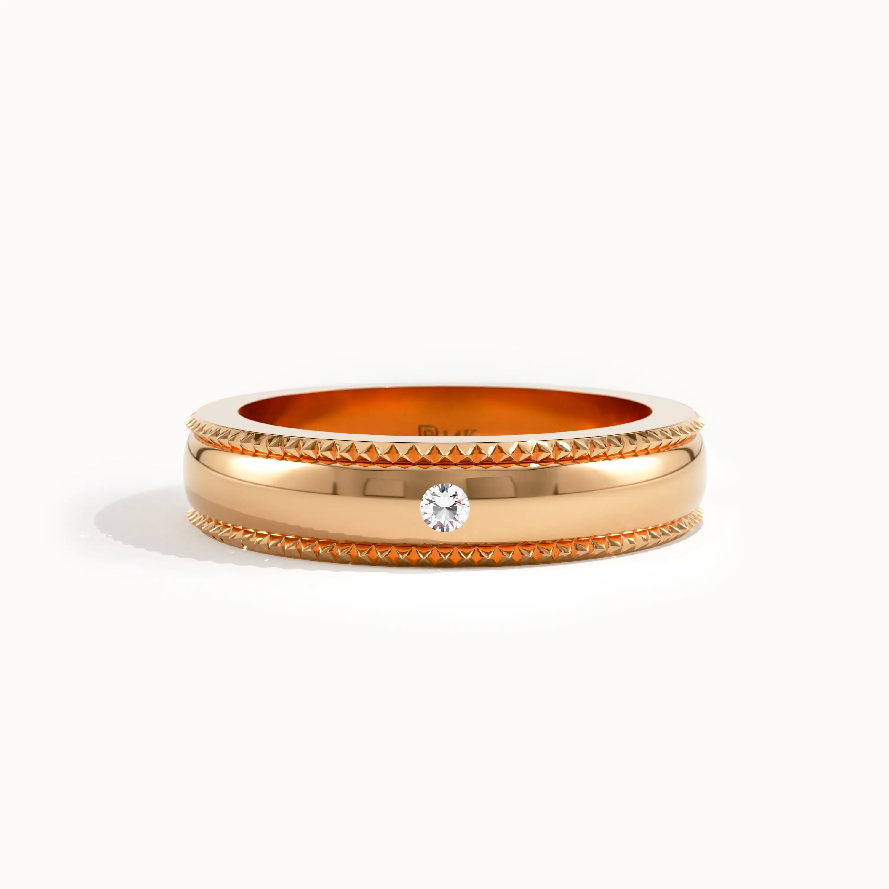 14K Solid Gold Lab Diamond Solo Wedding Band - BRENNMORE 
