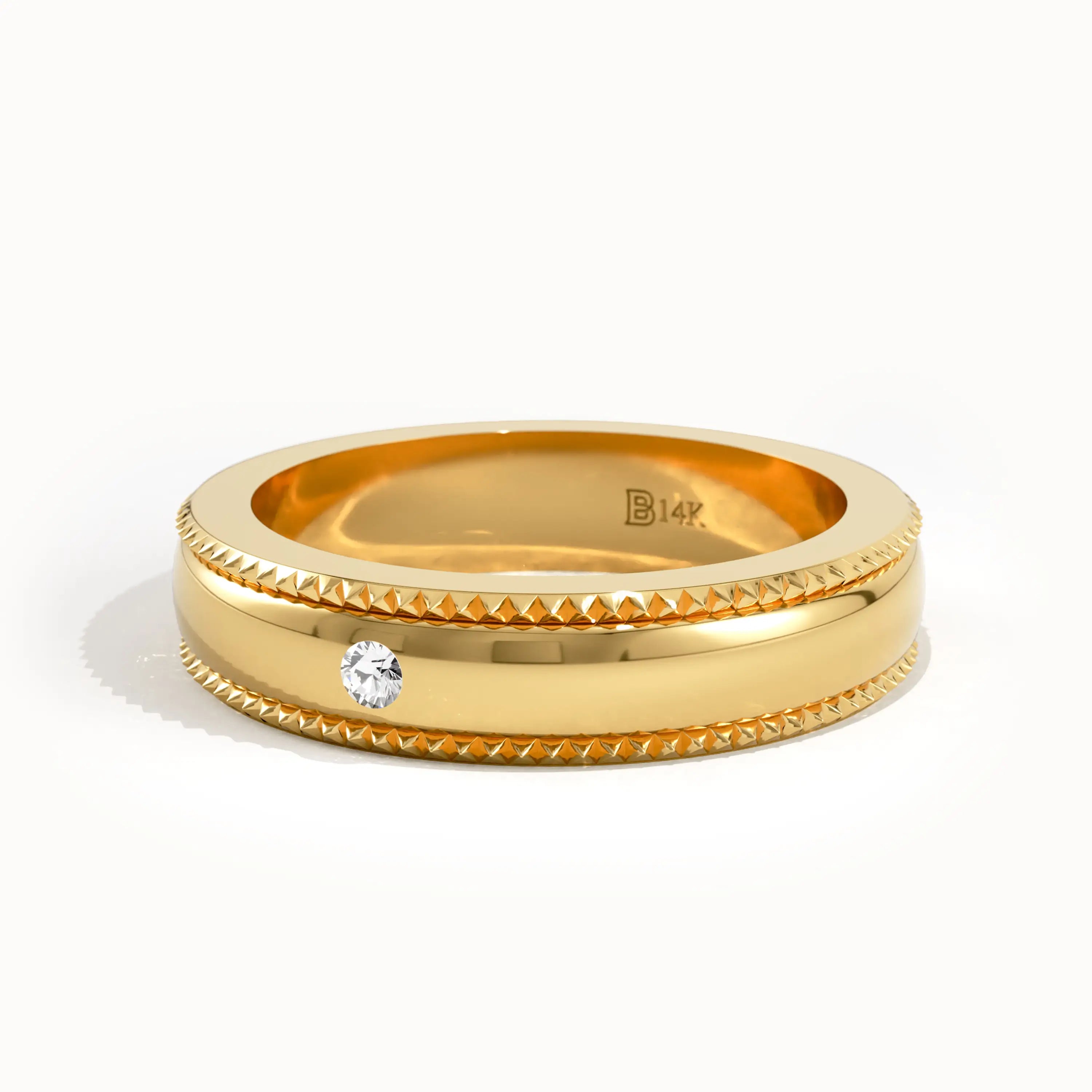 14K Solid Gold Lab Diamond Solo Wedding Band - BRENNMORE