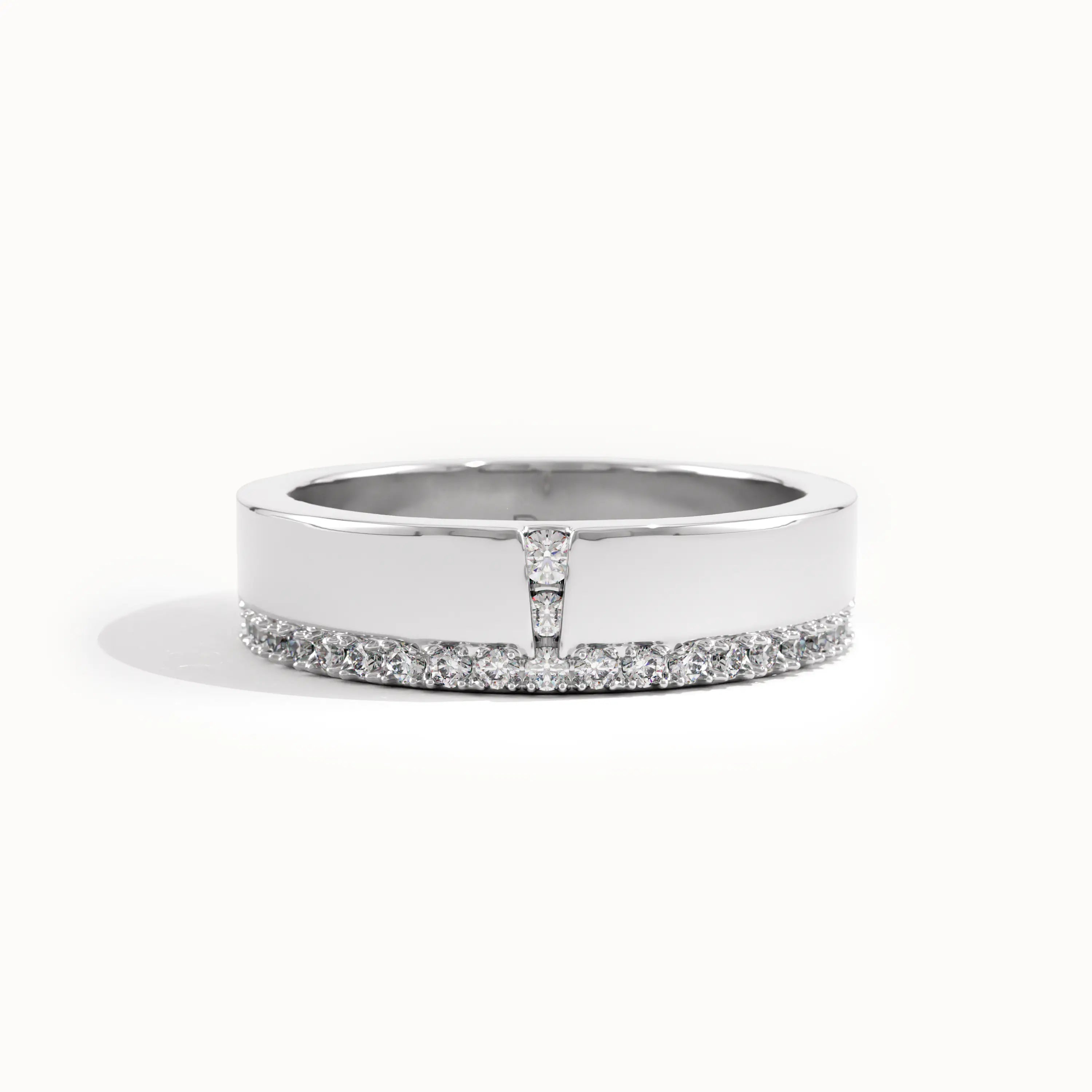 Side Pave Lab Diamond Wedding Band - BRENNMORE