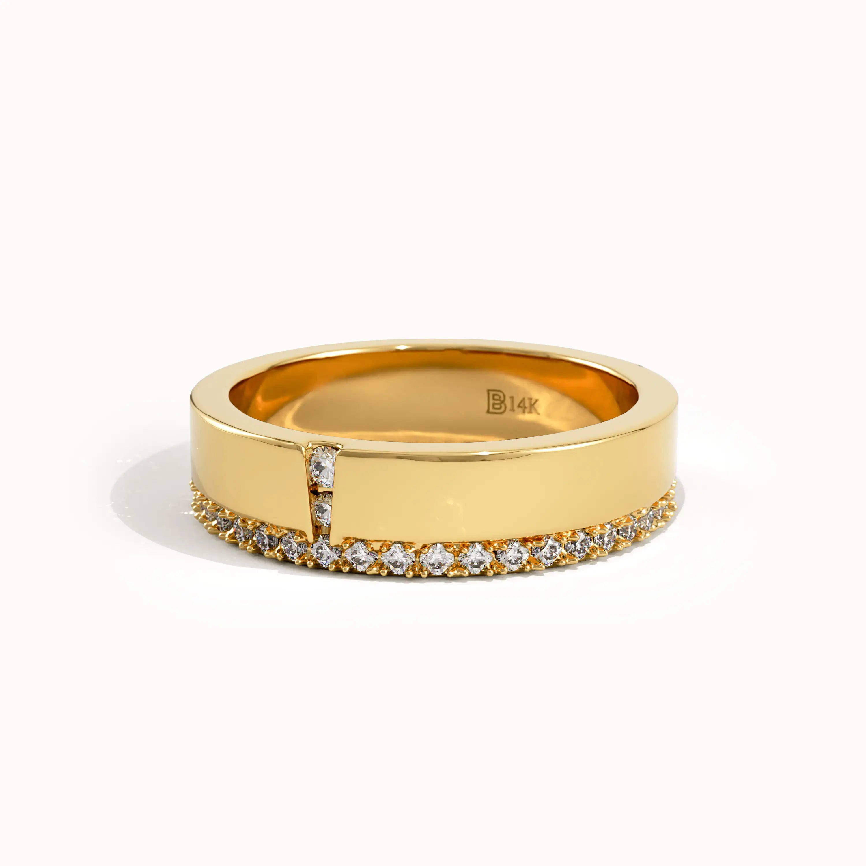 Side Pave Lab Diamond Wedding Band - BRENNMORE 