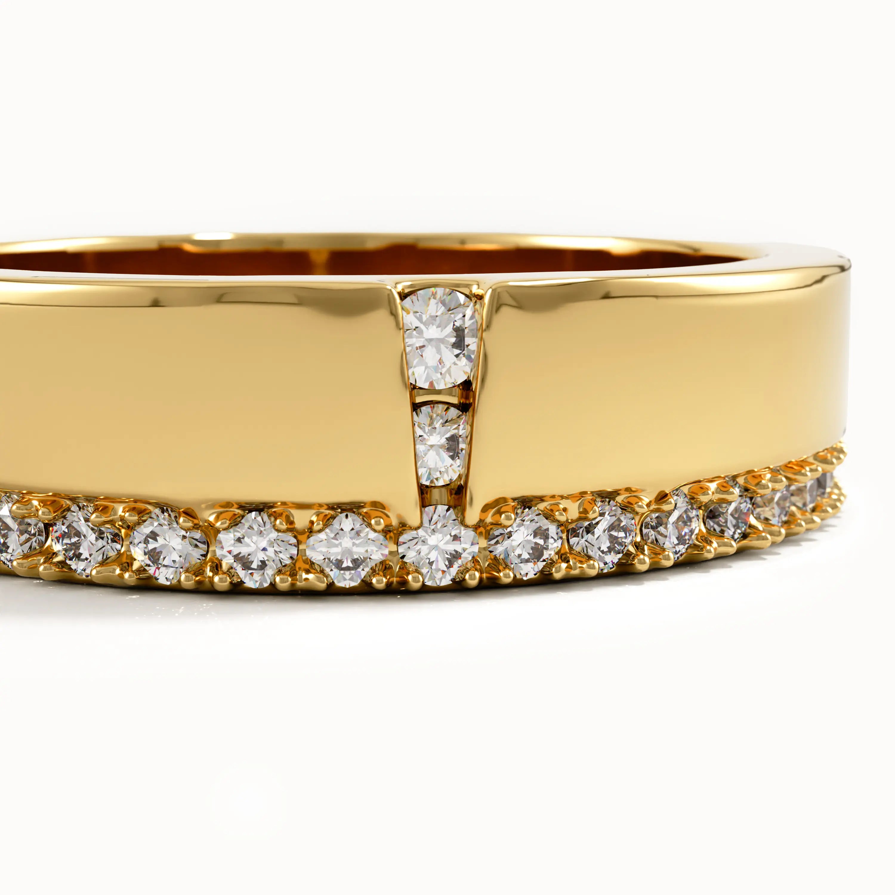 Side Pave Gold Wedding Band - BRENNMORE 