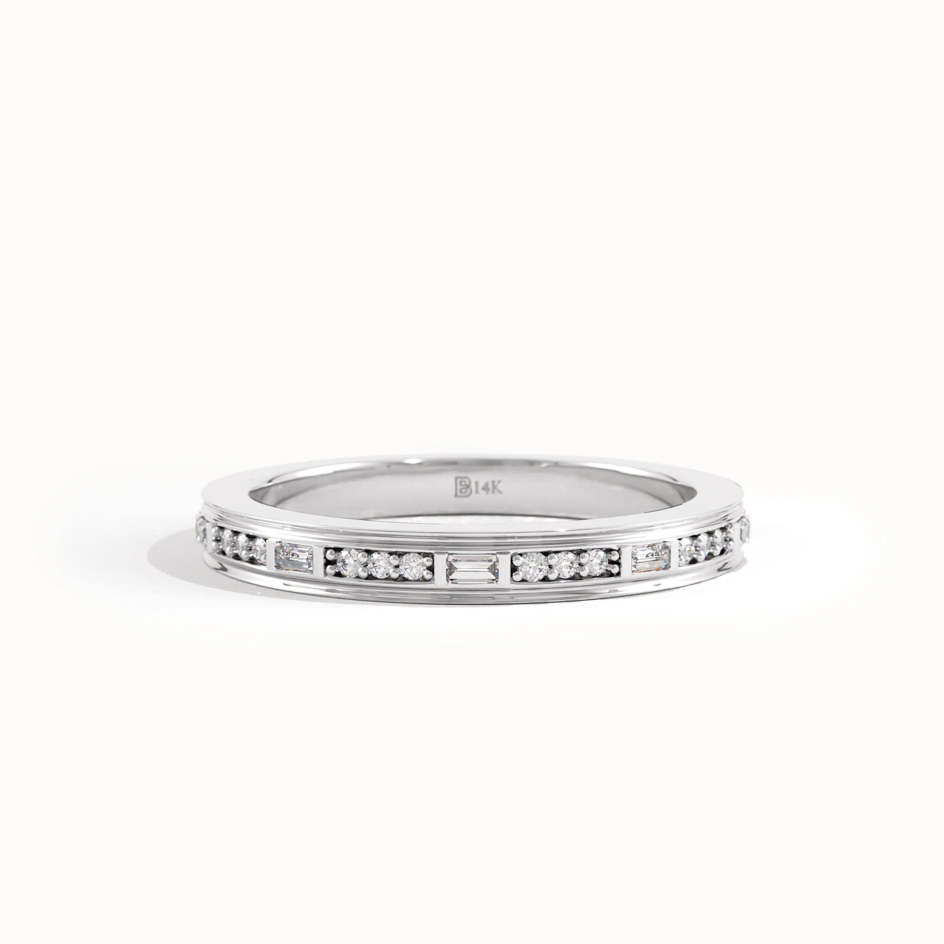 Channel Set Baguette Wedding Band