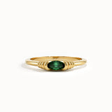 Oval Emerald Slim Gemstone Ring