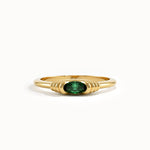 Oval Emerald Slim Gemstone Ring - BRENNMORE 
