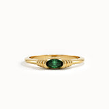 Oval Emerald Slim Gemstone Ring - BRENNMORE 