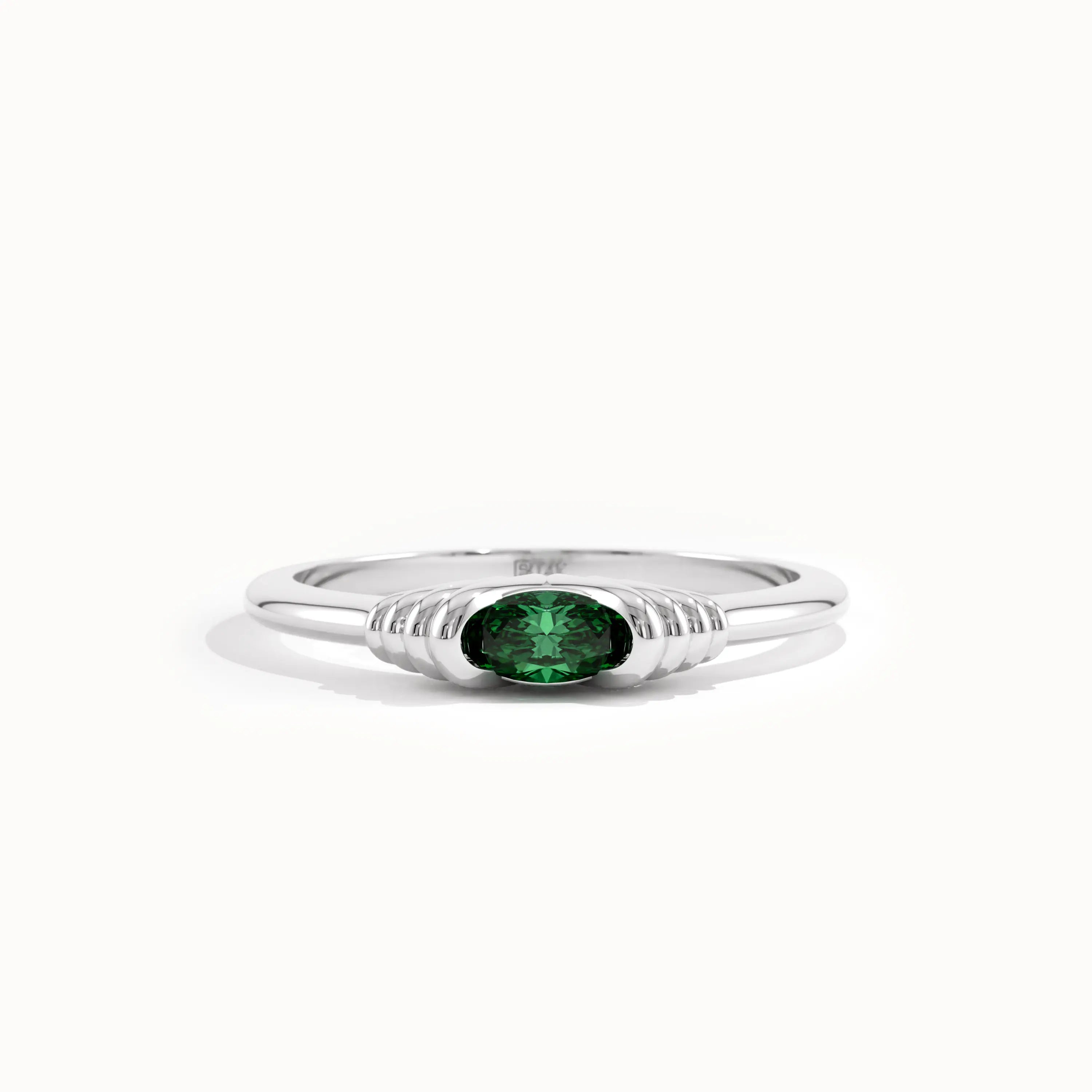 Oval Emerald Slim Gemstone Ring