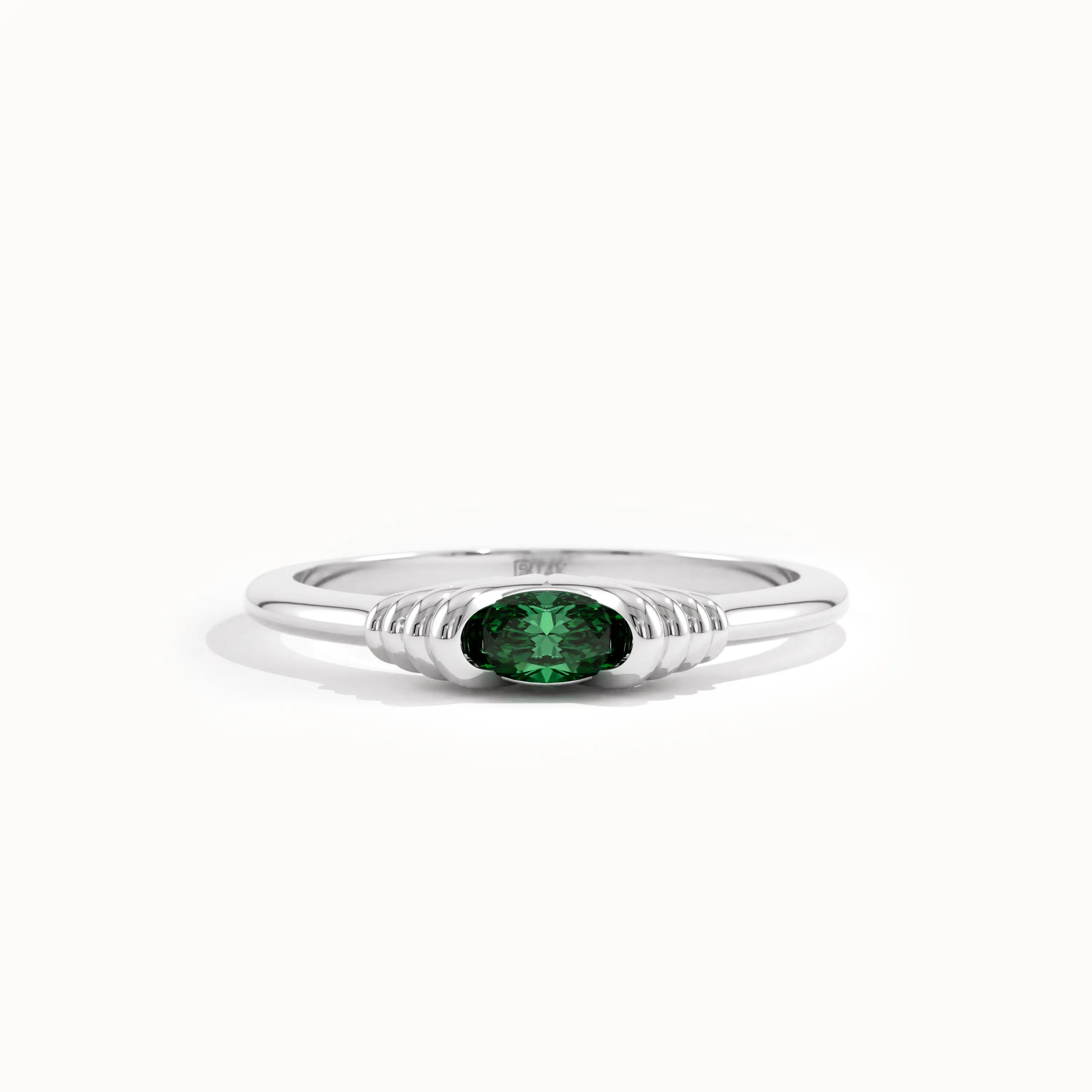 Oval Emerald Slim Gemstone Ring - BRENNMORE 