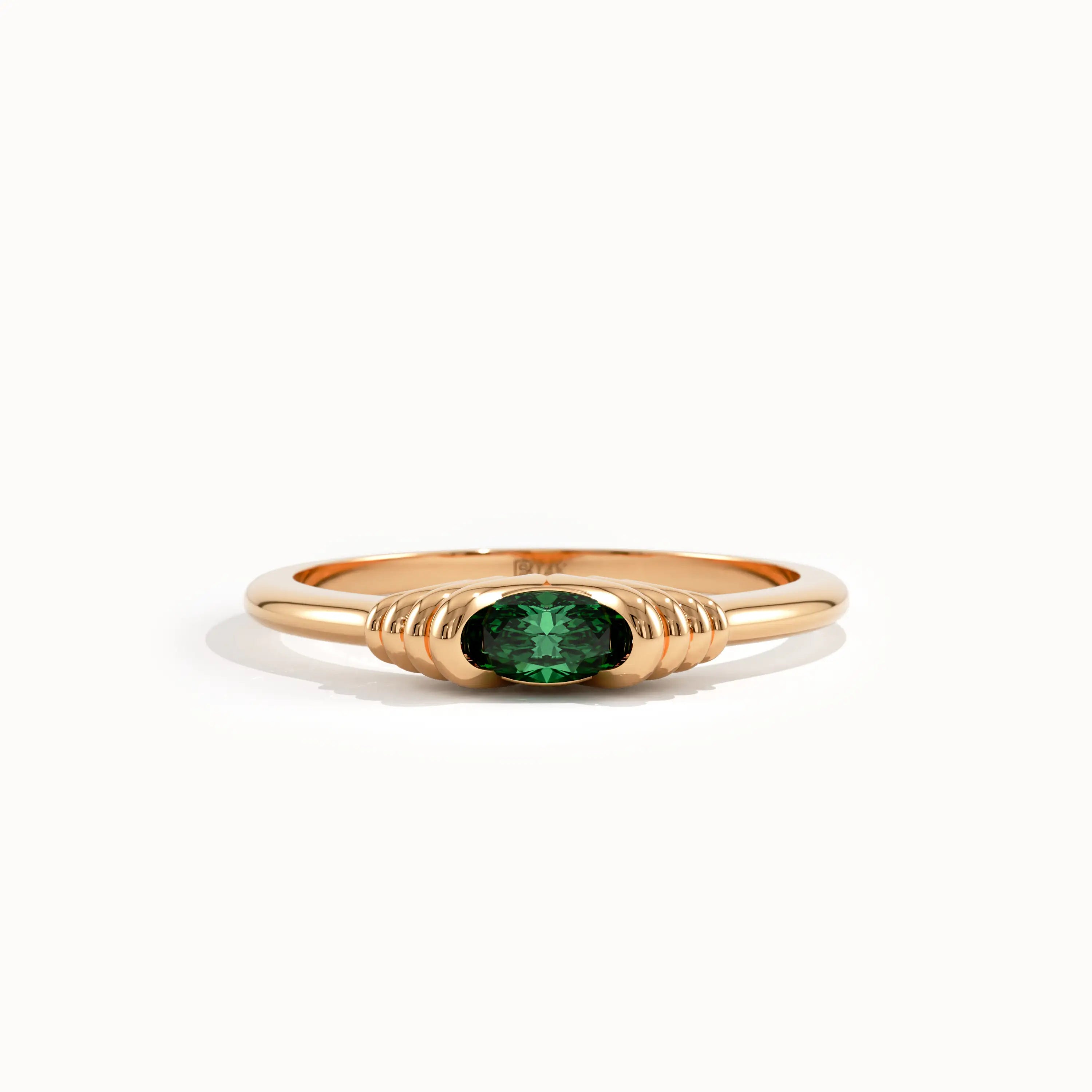 Oval Emerald Slim Gemstone Ring - BRENNMORE 