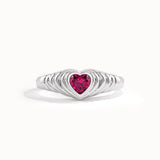 Bezel Ruby Heart Signet Ring