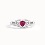 Bezel Ruby Heart Signet Ring - BRENNMORE 