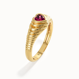 Bezel Ruby Heart Signet Ring