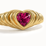 Bezel Ruby Heart Signet Ring