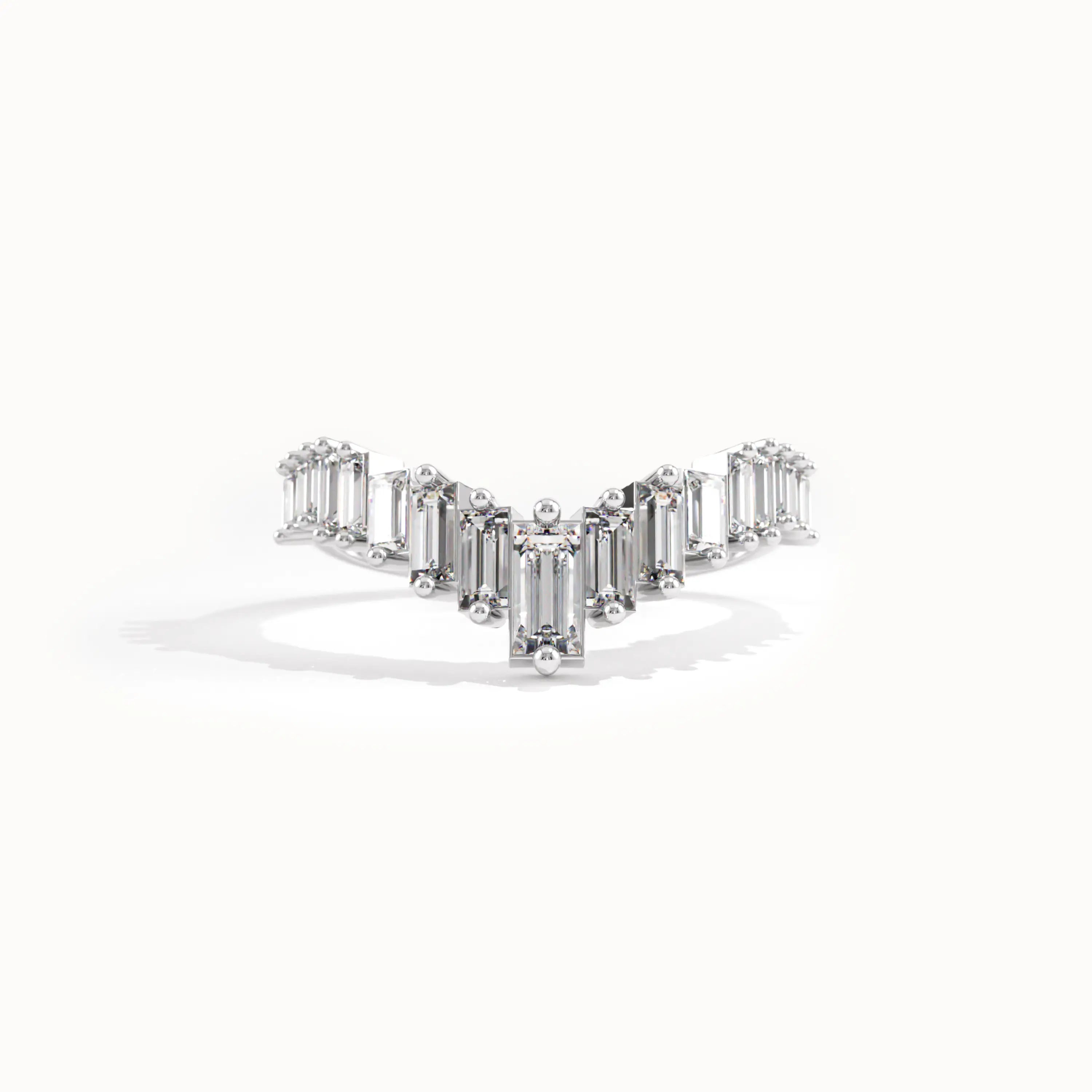 Baguette Lab Diamond Curved Wedding Ring - BRENNMORE 