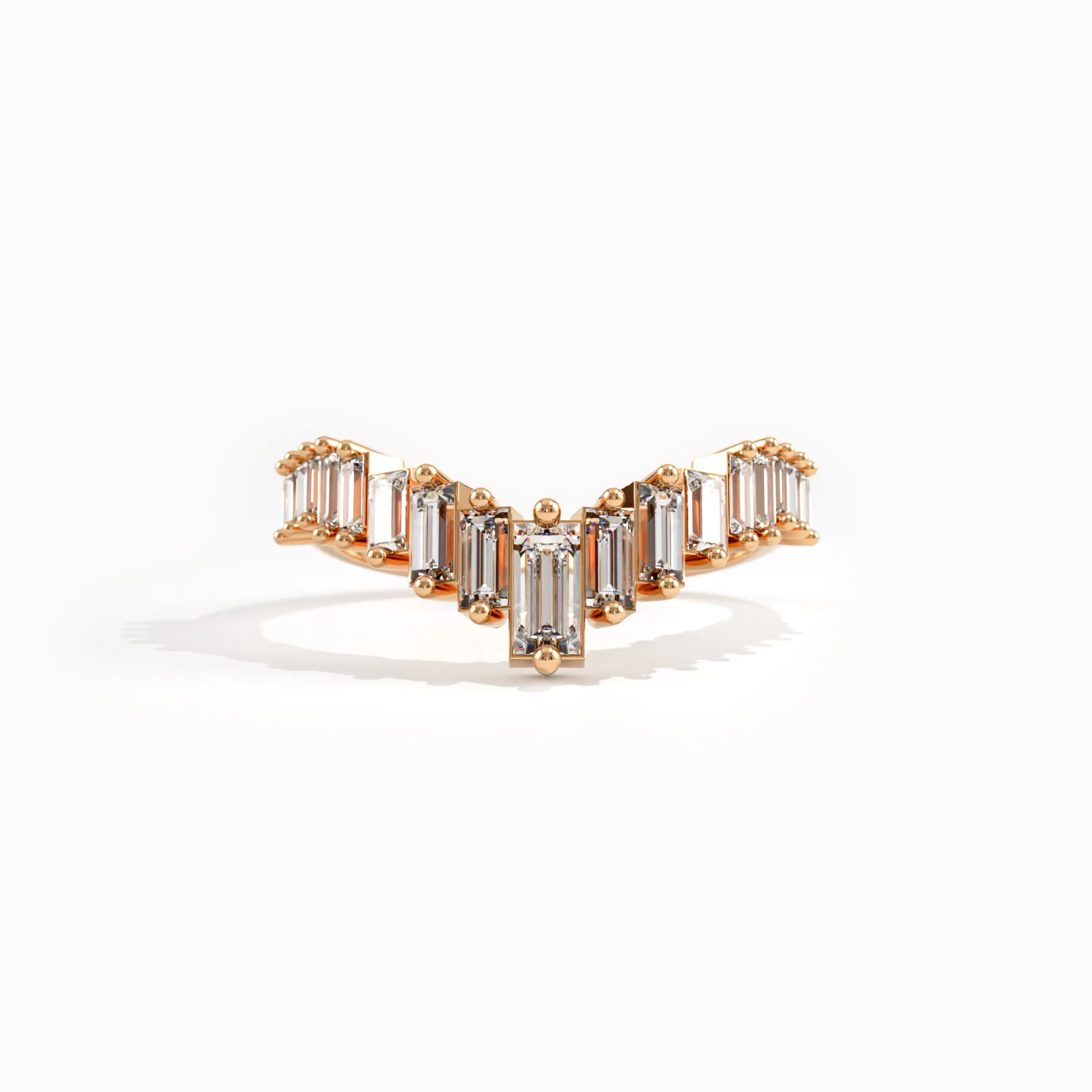 Baguette Lab Diamond Curved Wedding Ring - BRENNMORE 