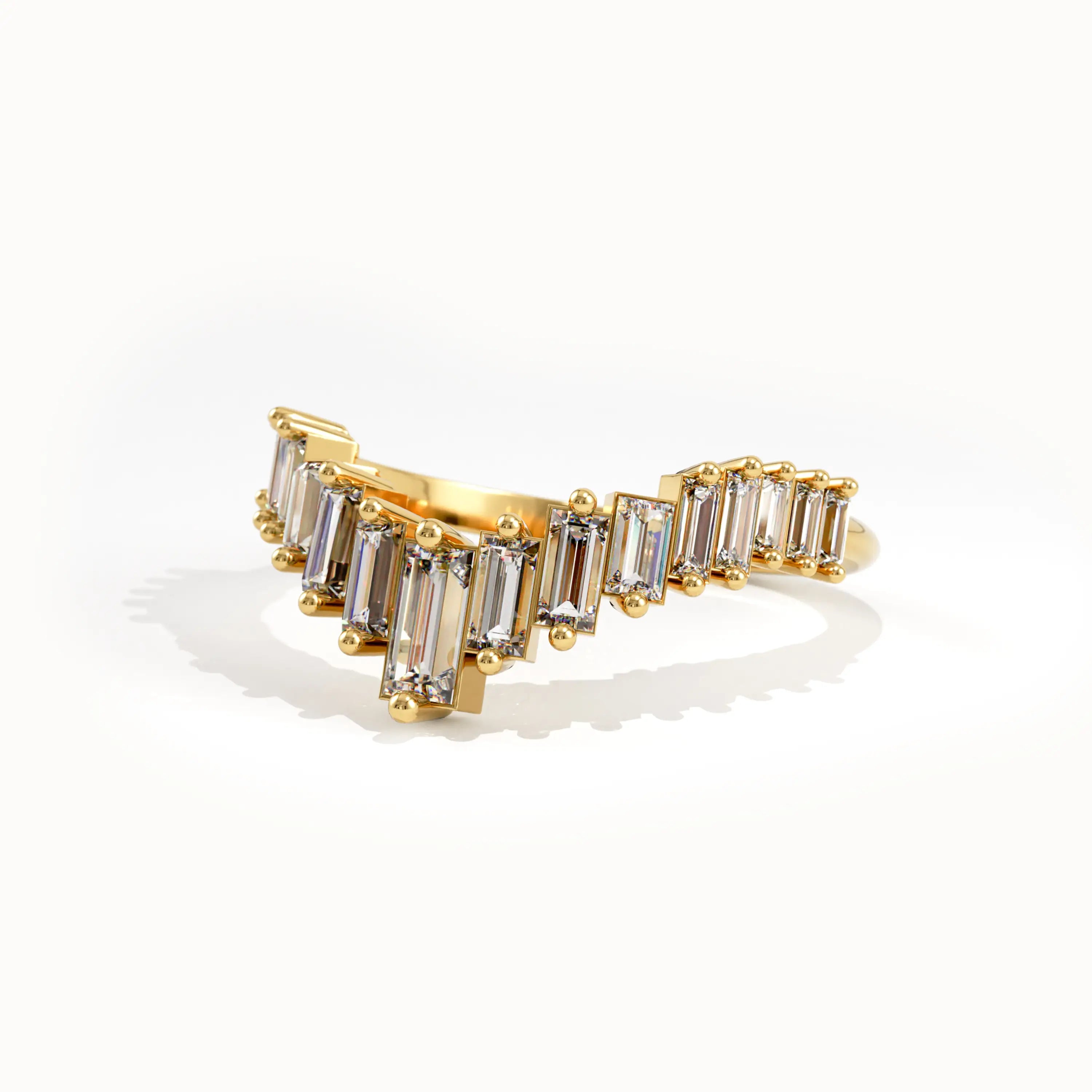 Baguette Lab Diamond Curved Wedding Ring - BRENNMORE