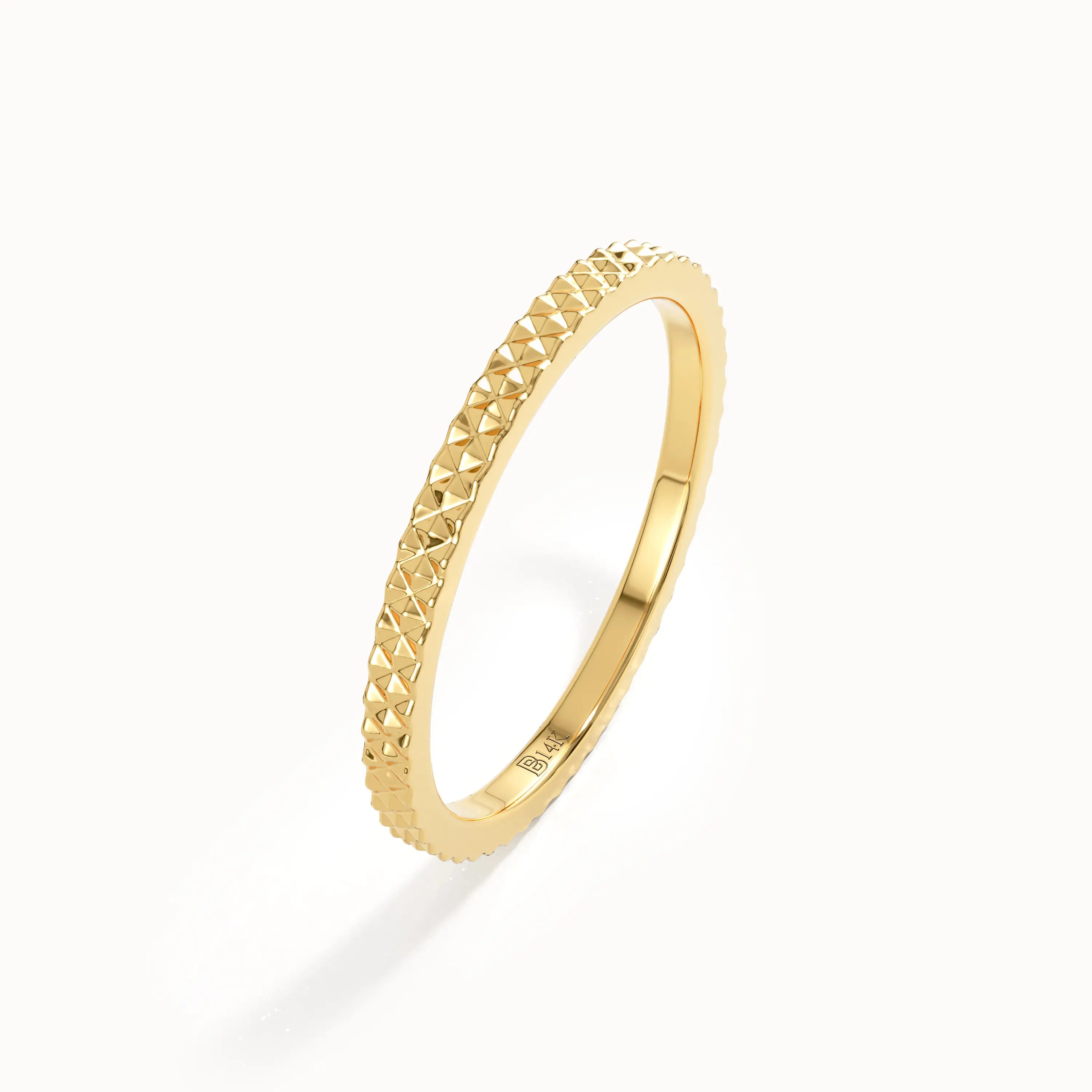Textured Slim Gold Wedding Band - BRENNMORE