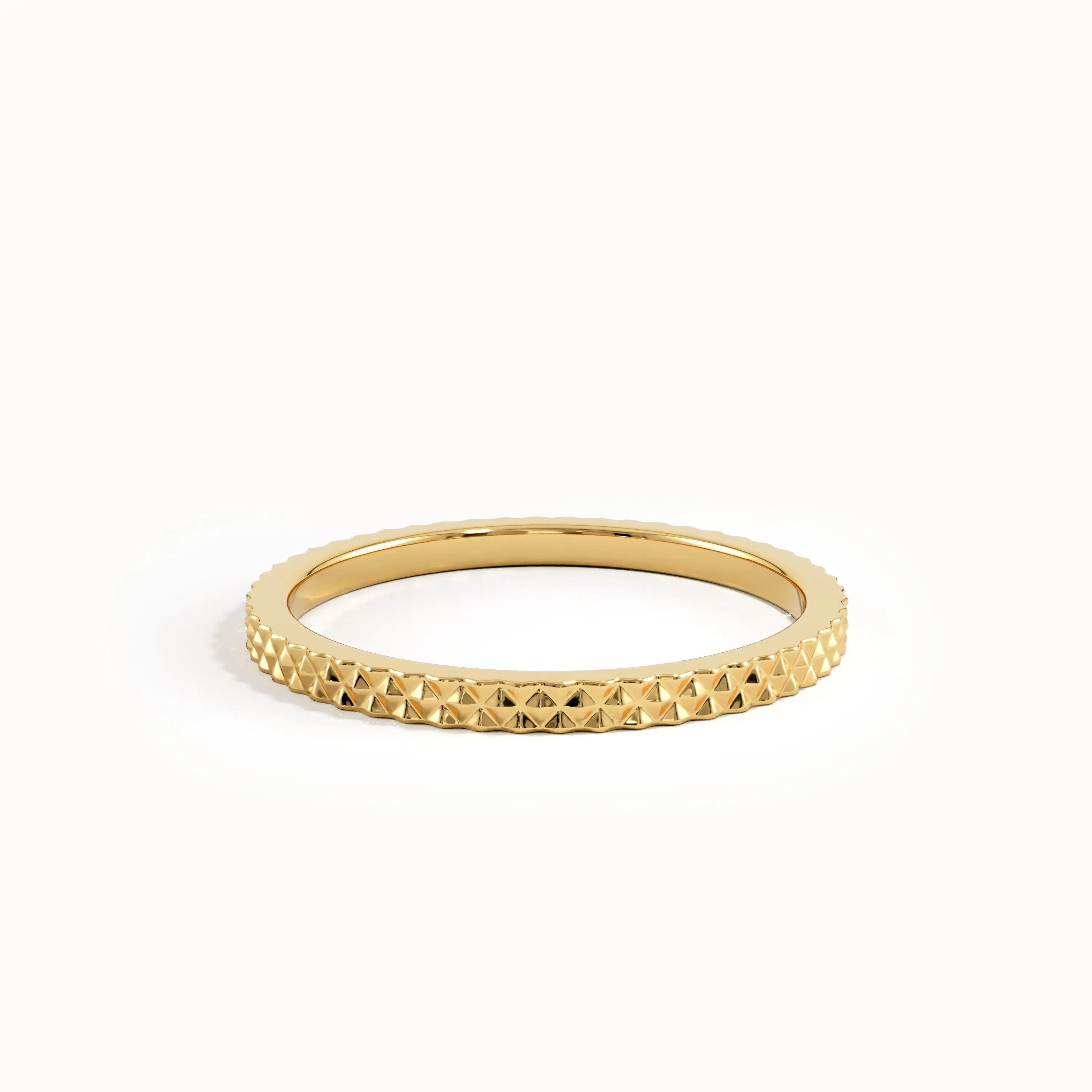 Textured Slim Gold Wedding Band - BRENNMORE