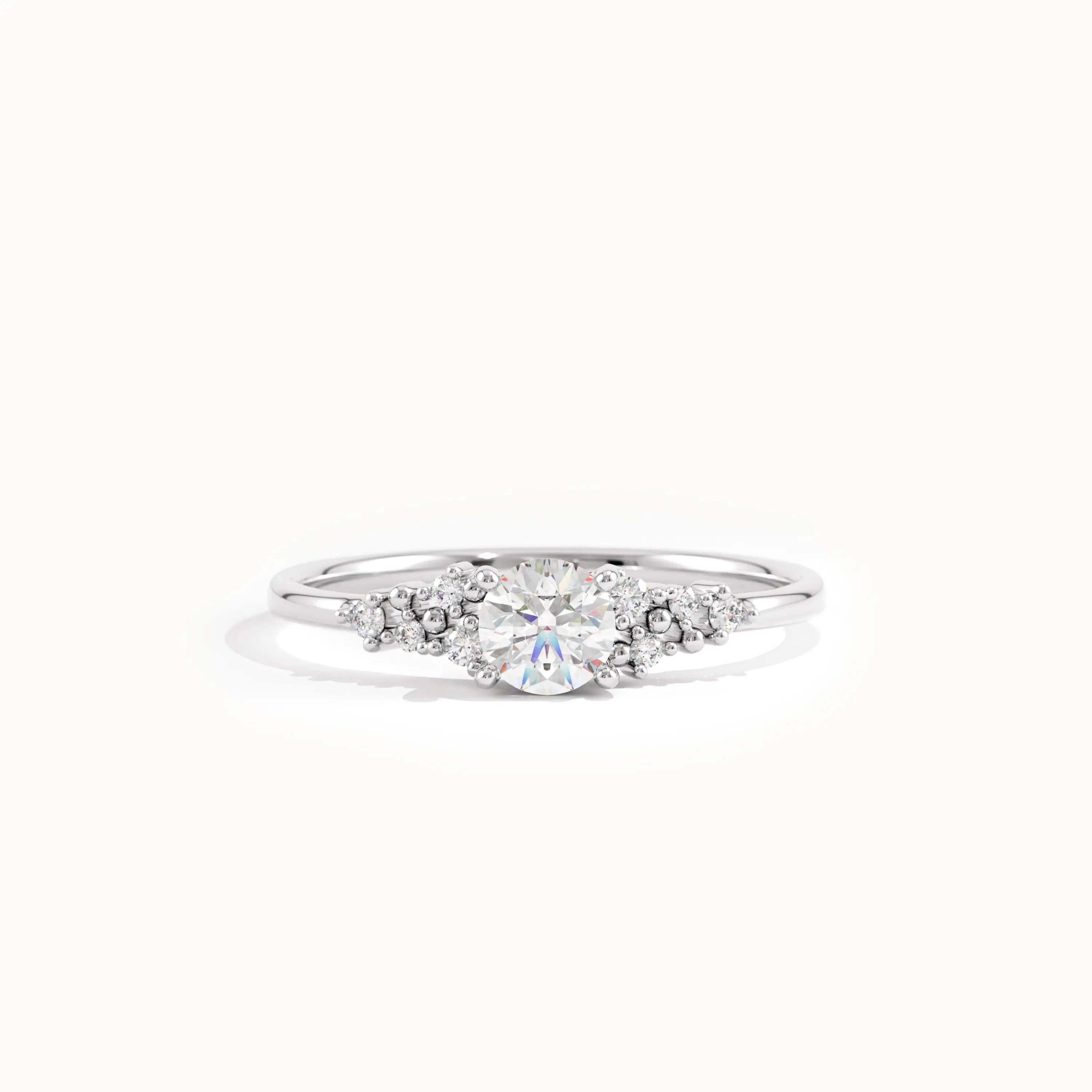14K Solid Gold Lab Diamond Cluster Engagement Ring - BRENNMORE
