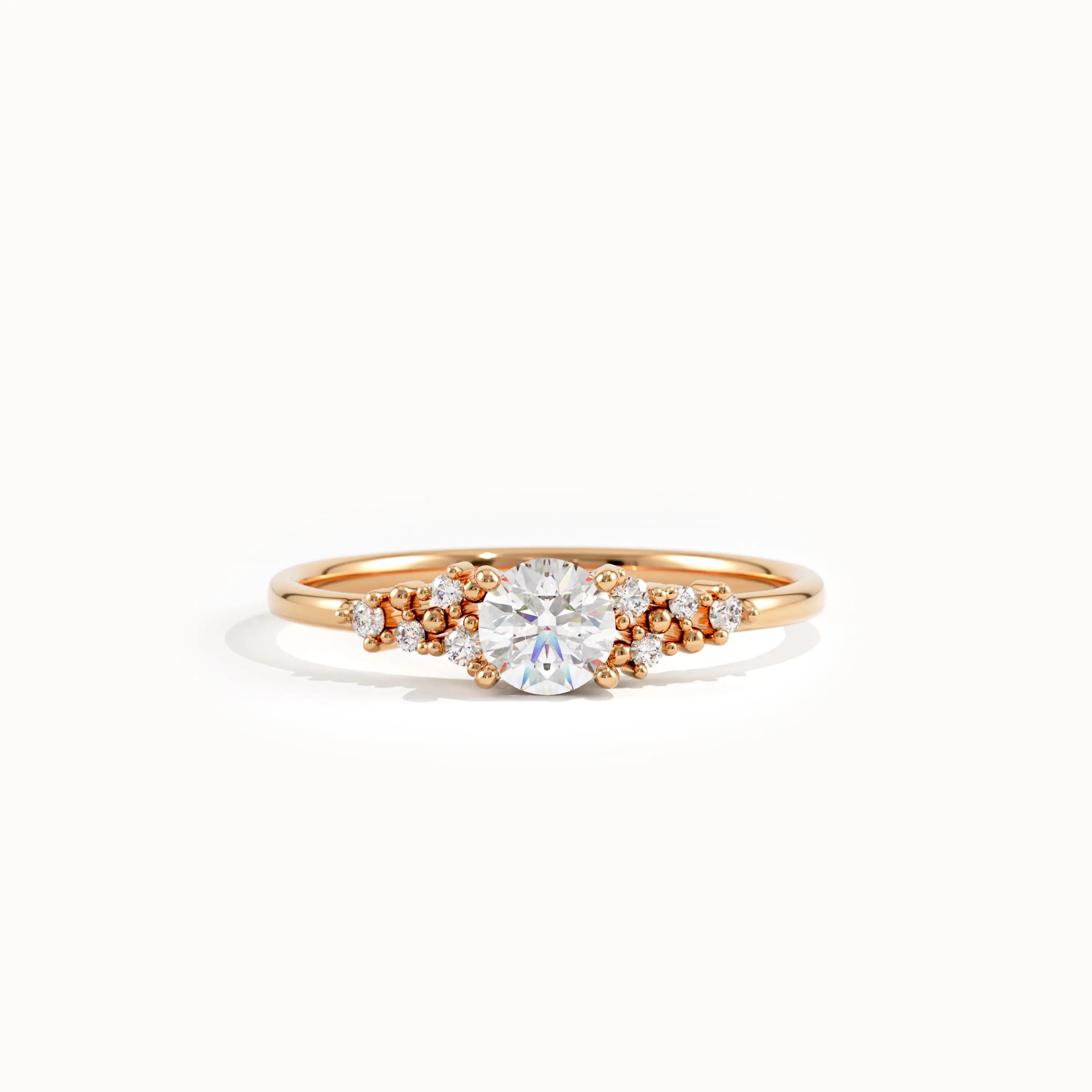14K Solid Gold Lab Diamond Cluster Engagement Ring - BRENNMORE