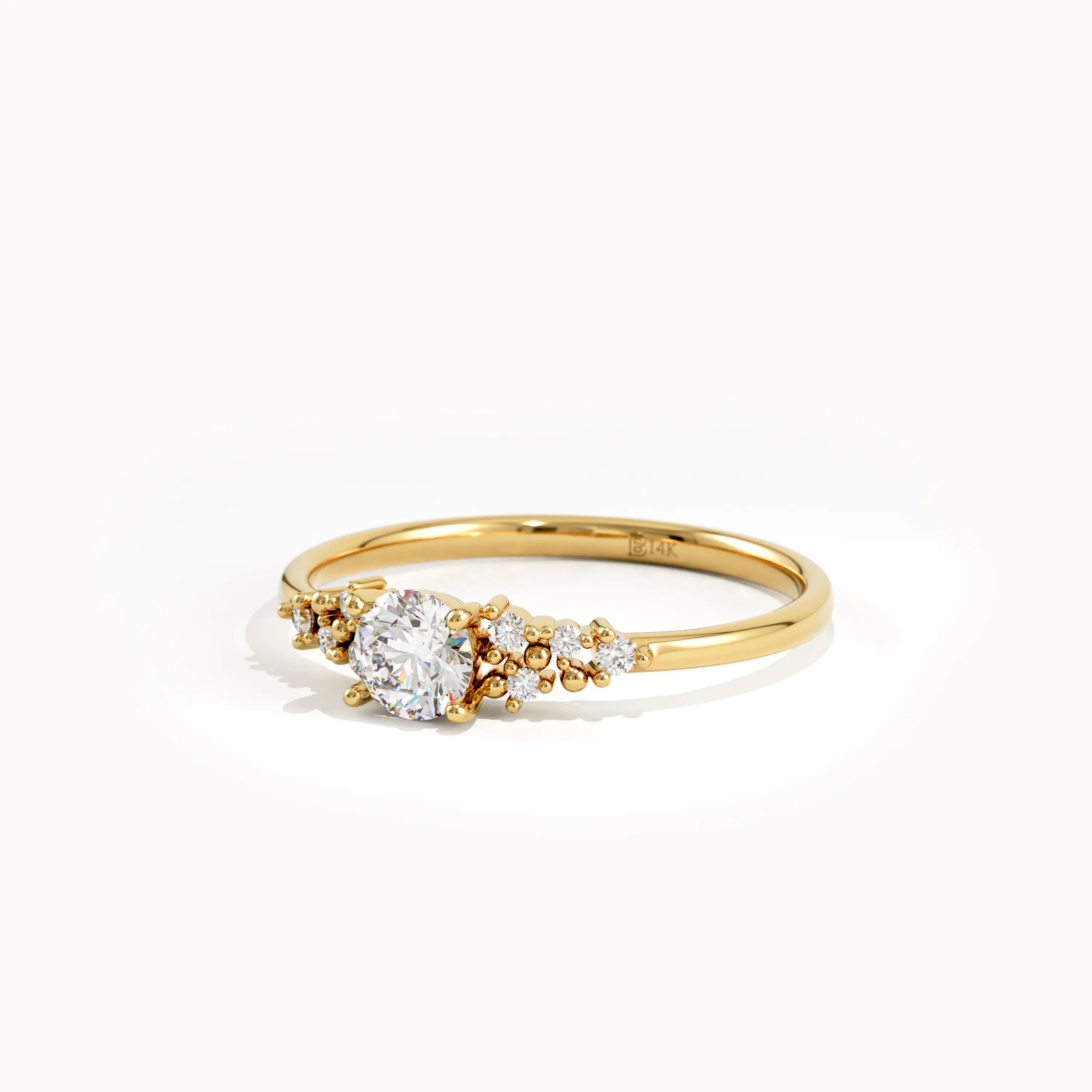 14K Solid Gold Lab Diamond Cluster Engagement Ring - BRENNMORE 