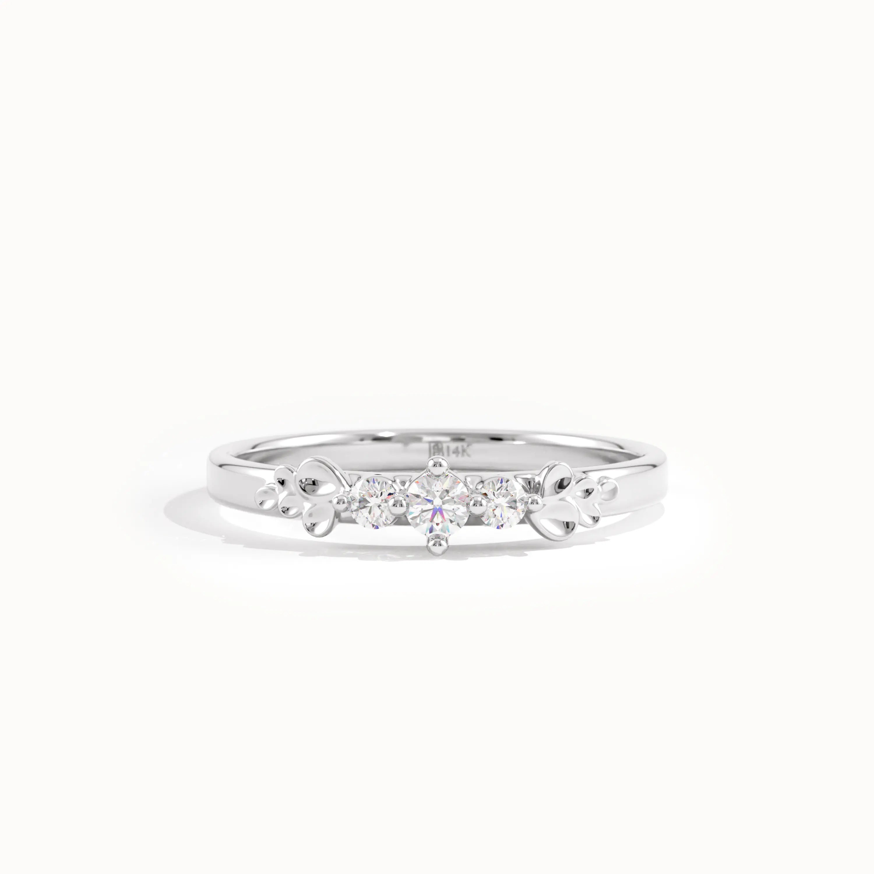 14k Solid Gold Lab Diamond Leaf Ring