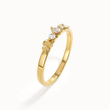 14k Solid Gold Lab Diamond Leaf Ring - BRENNMORE