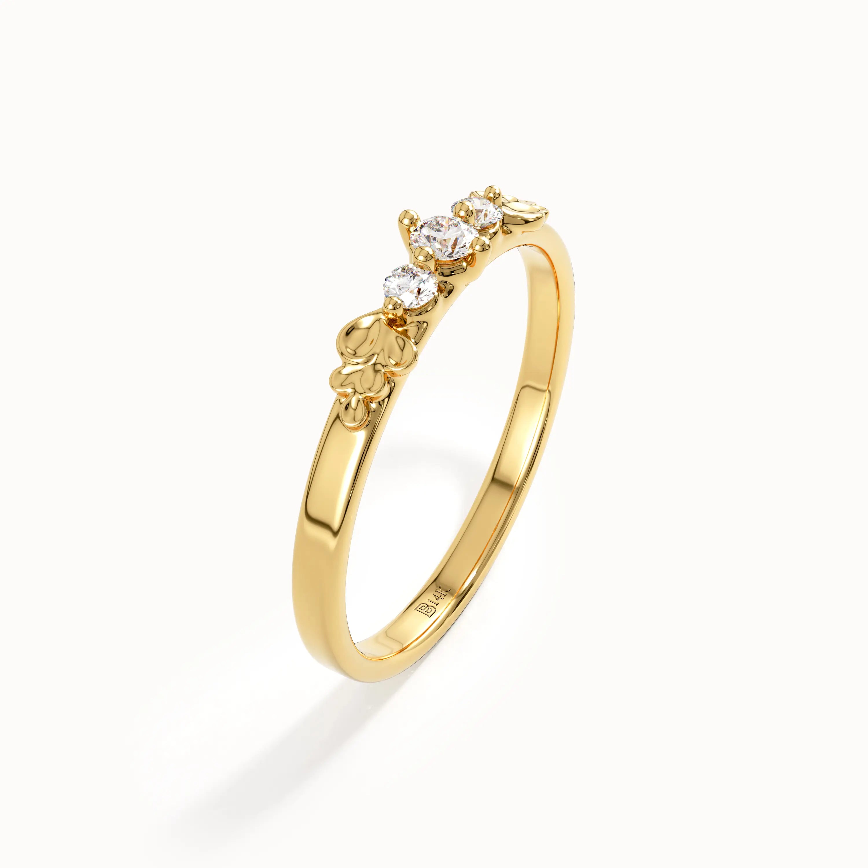 14k Solid Gold Lab Diamond Leaf Ring - BRENNMORE
